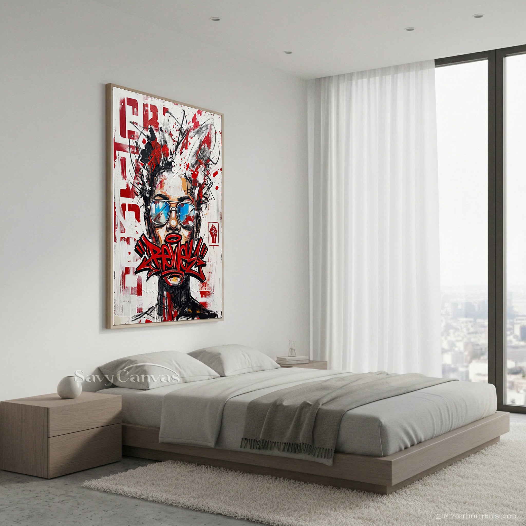 Rebel Graffiti Woman Oil Painting - Urban Street Art Wall Decor #SS 080