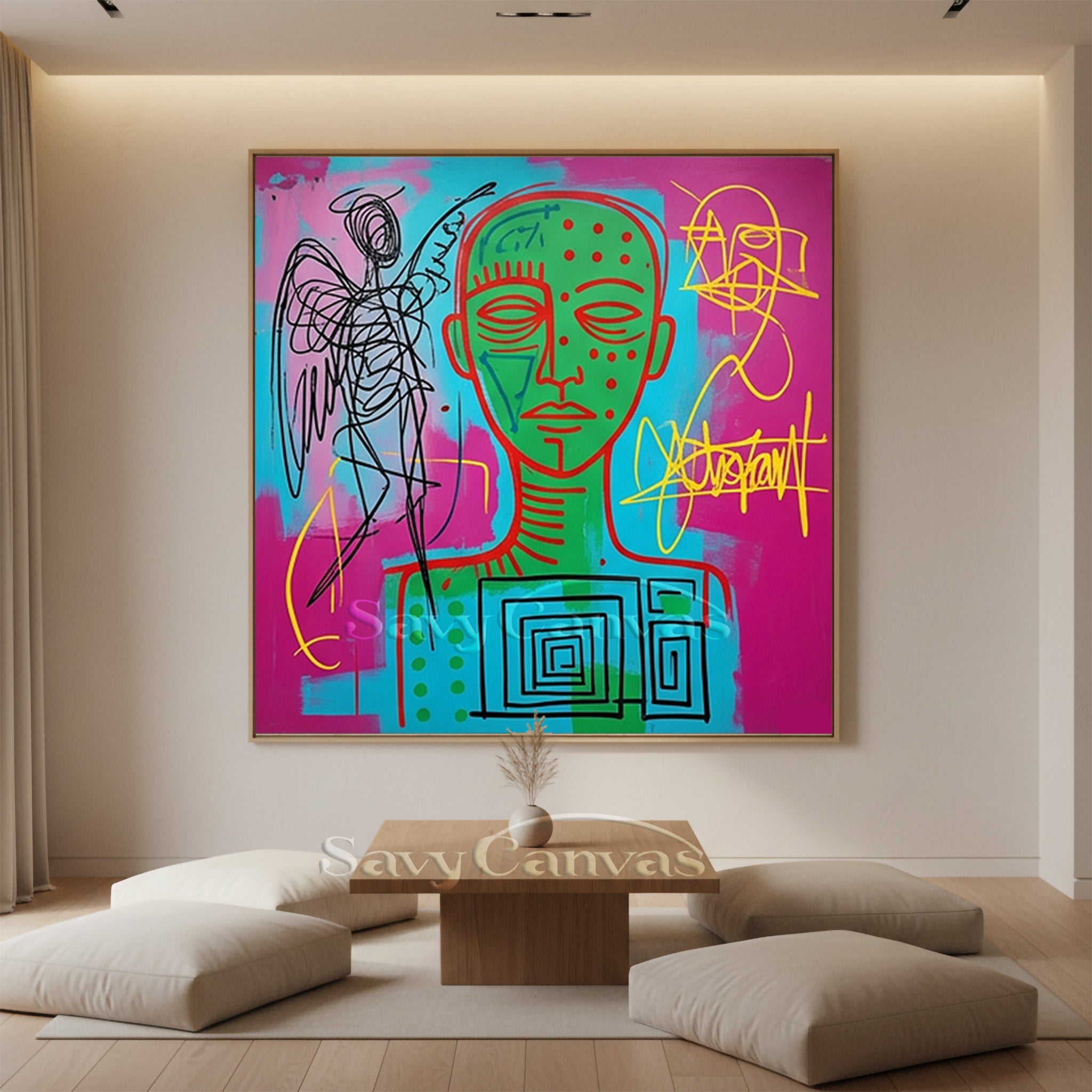 Abstract Angel & Totem Hand-Painted Canvas Art | Modern Pop Art #SS 120