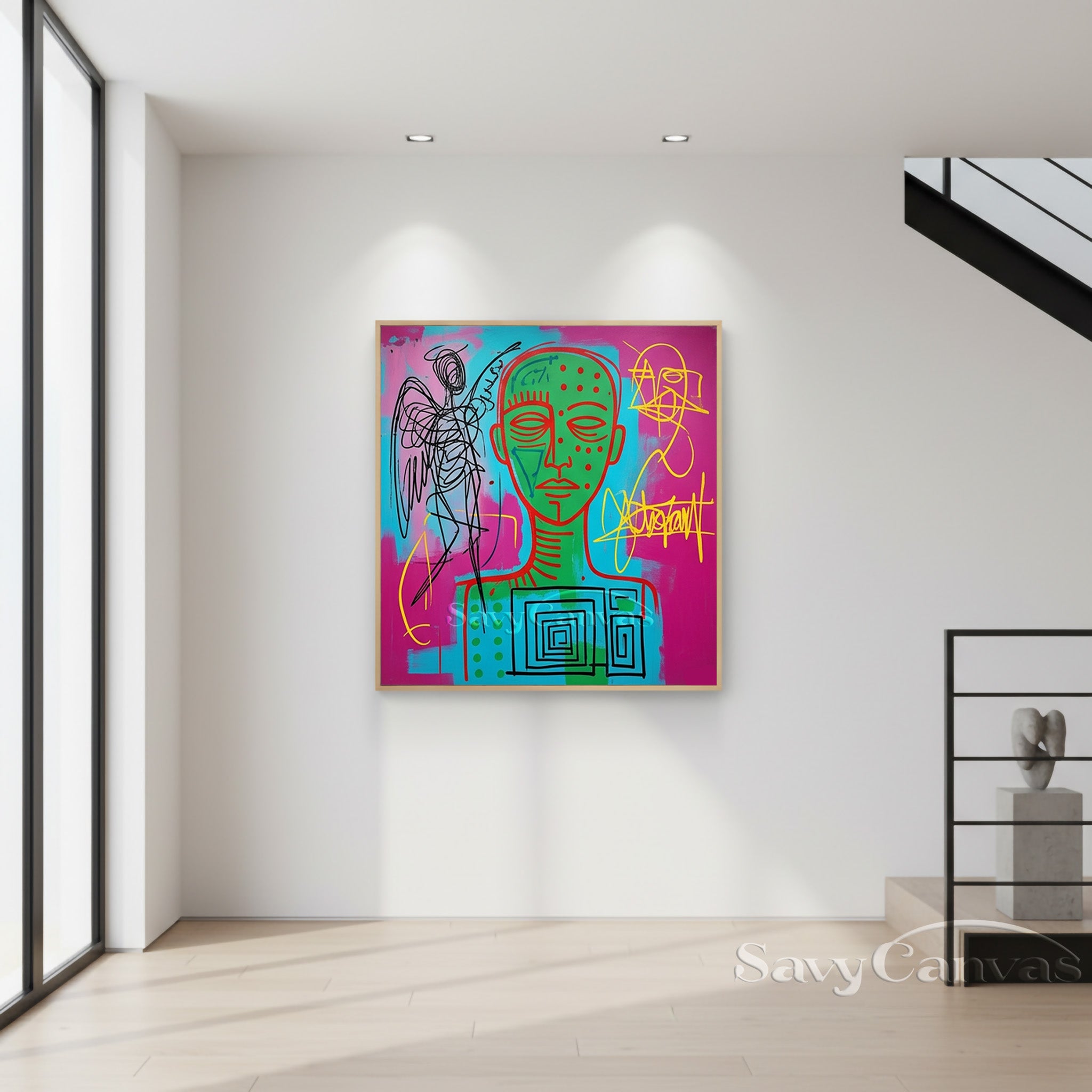 Abstract Angel & Totem Hand-Painted Canvas Art | Modern Pop Art #SS 120