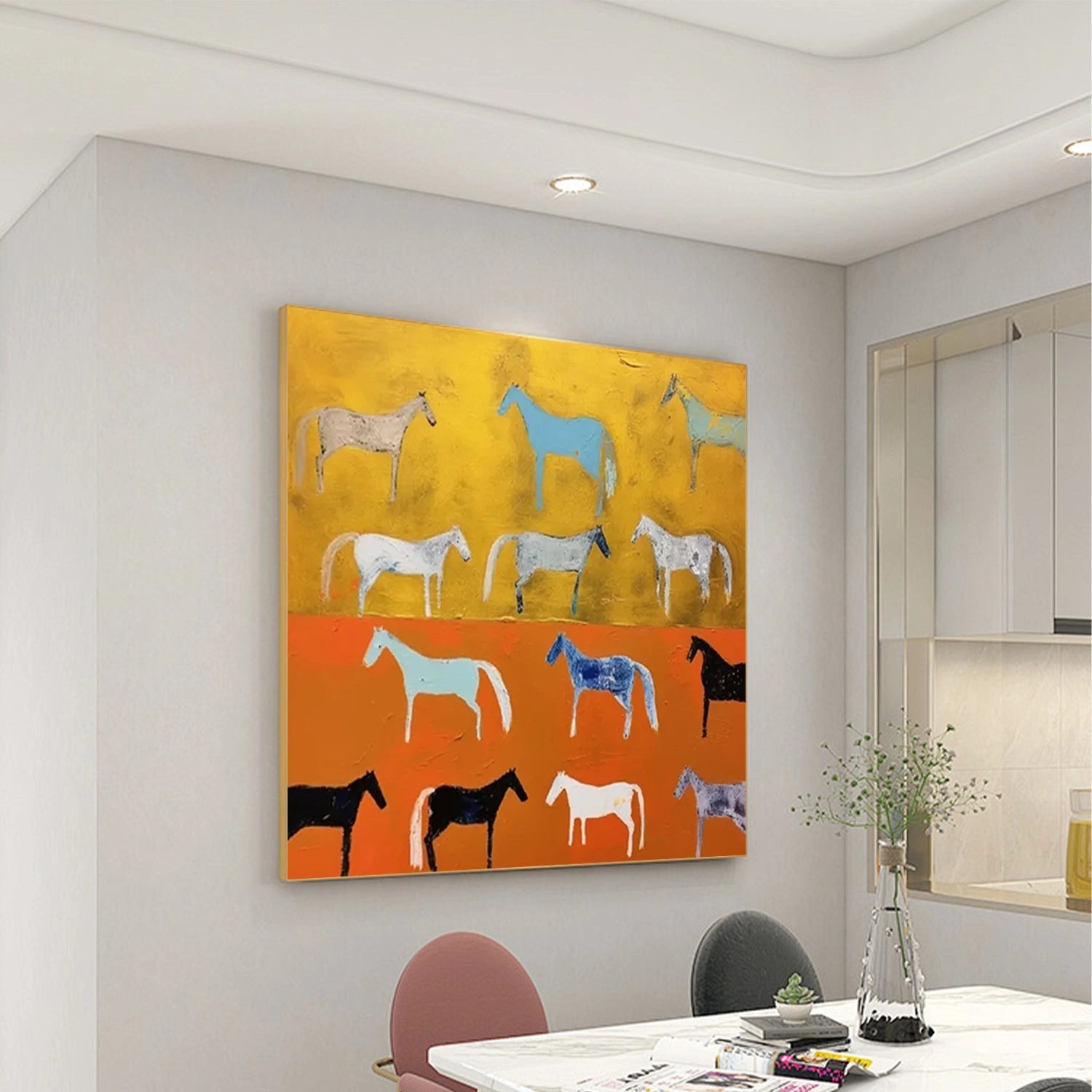 Abstract Equine Pattern: Colorful Horse Silhouettes #ZZ 029