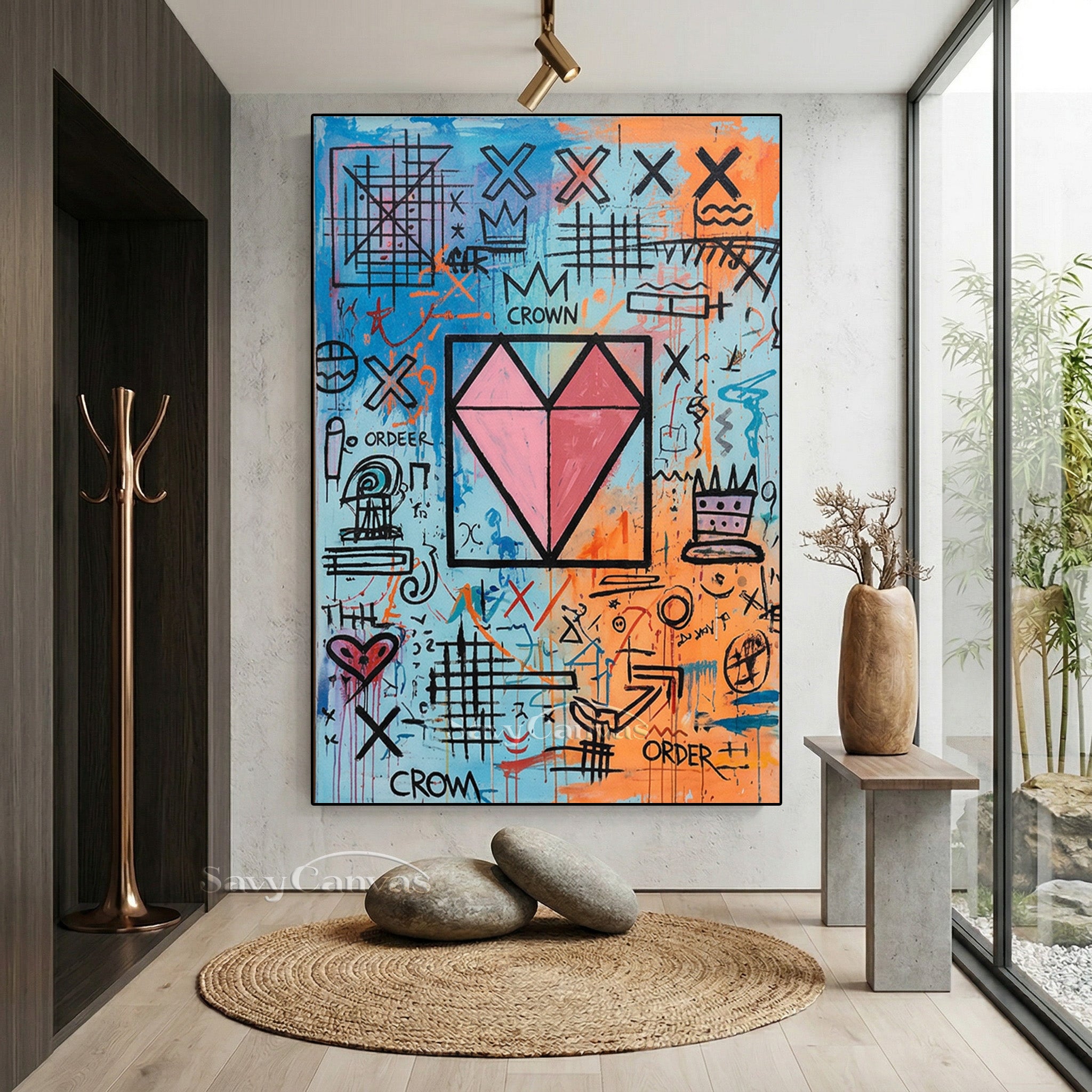 Street Art Crown & Heart Canvas Painting | Urban Pop Art Decor #SS 081
