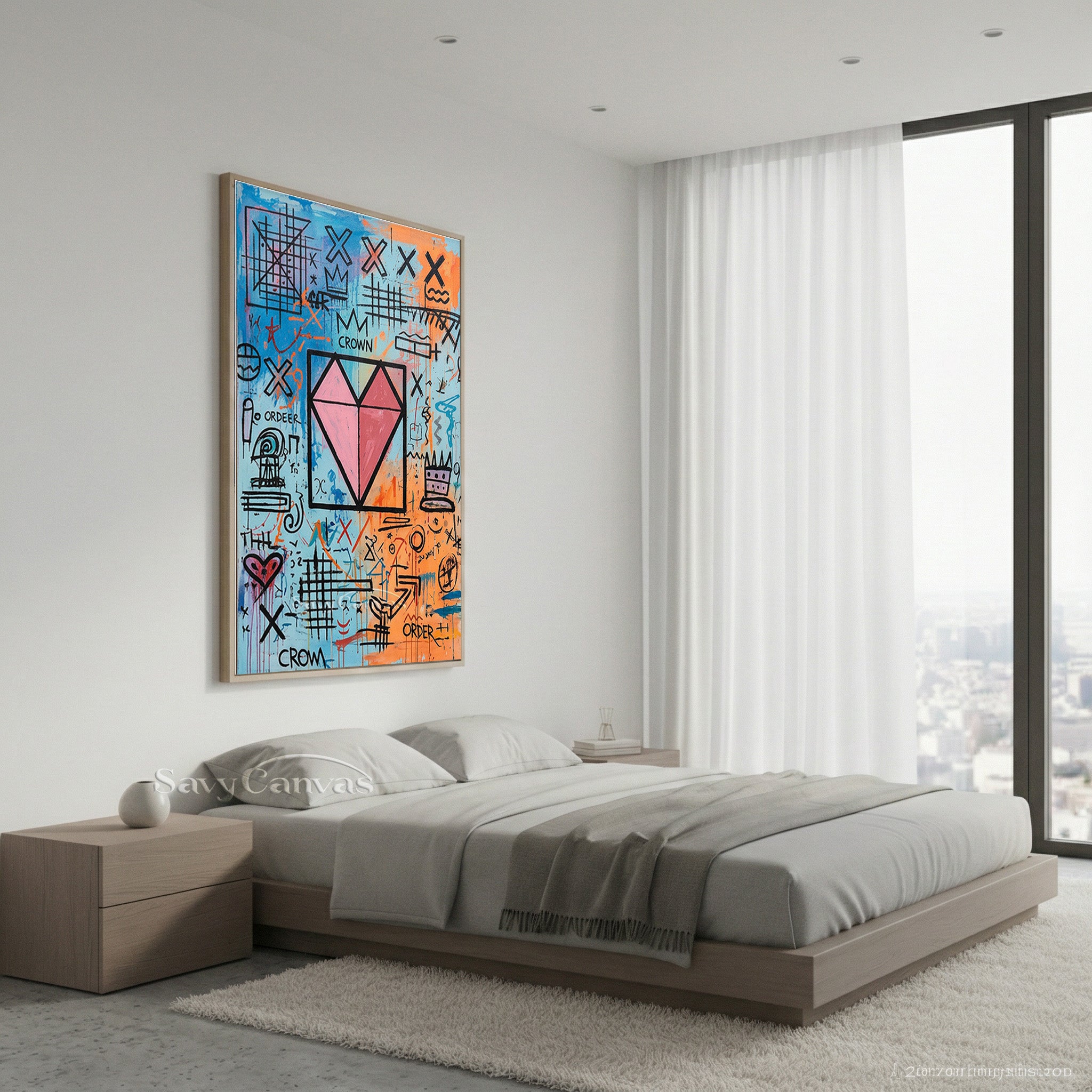 Street Art Crown & Heart Canvas Painting | Urban Pop Art Decor #SS 081