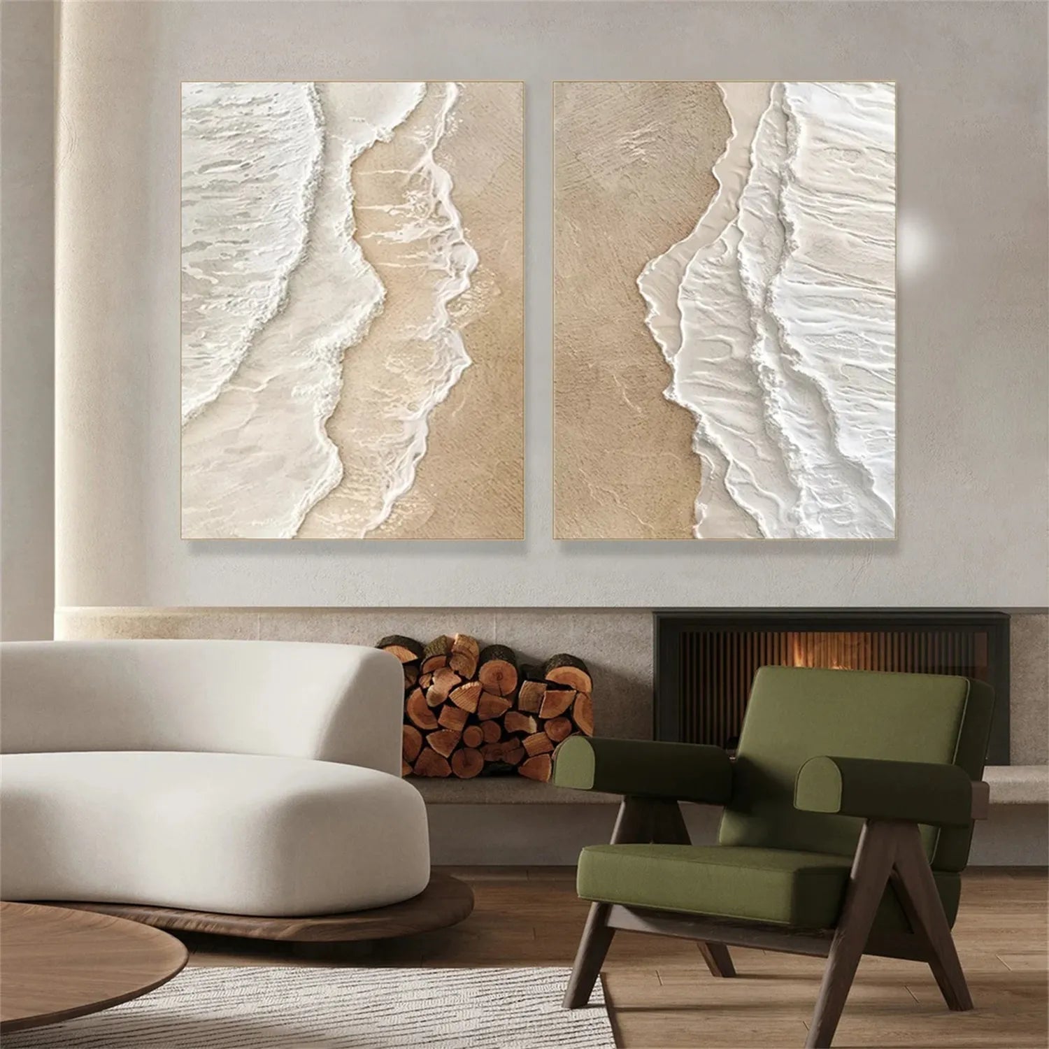 Beige Coast Texture Set - Calming Neutral Art Wall Decor #JJ 199