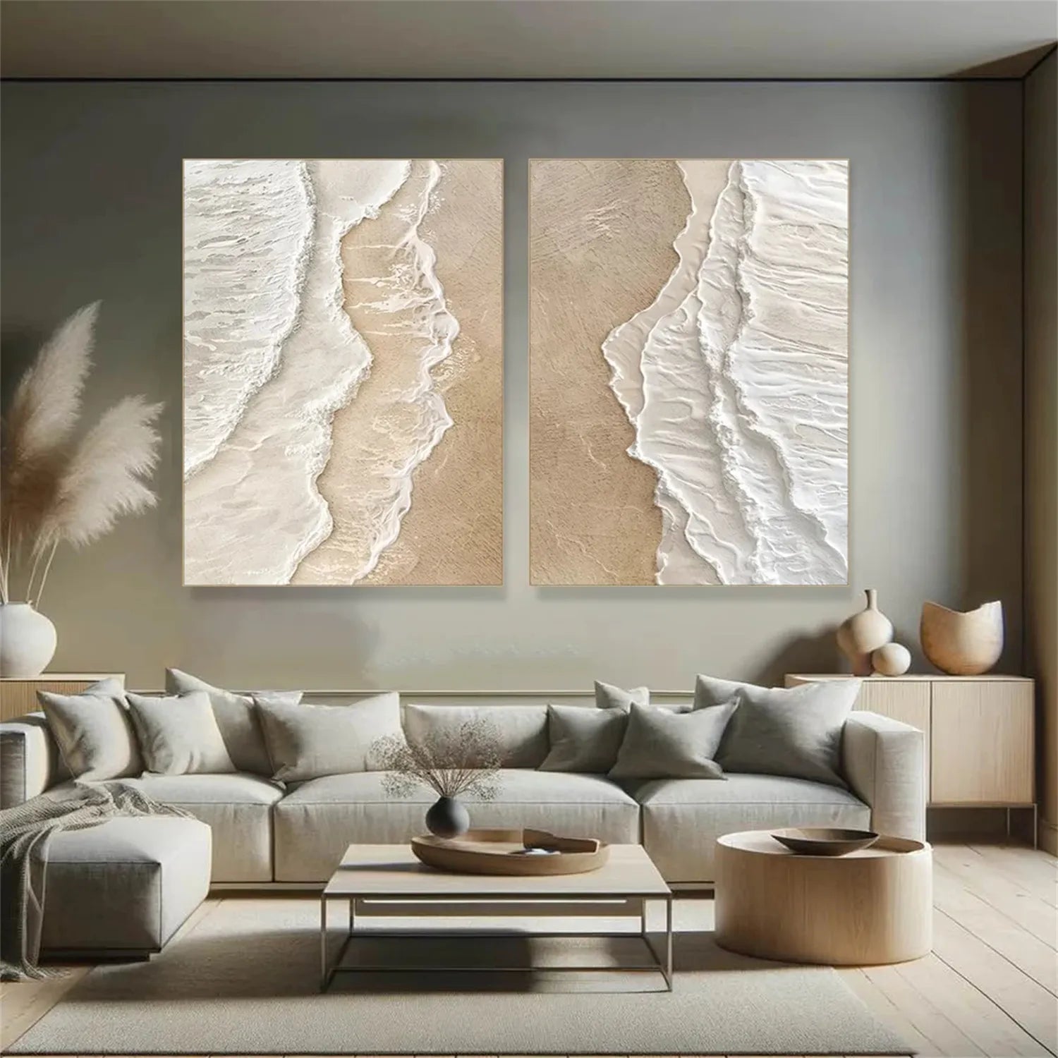 Beige Coast Texture Set - Calming Neutral Art Wall Decor #JJ 199