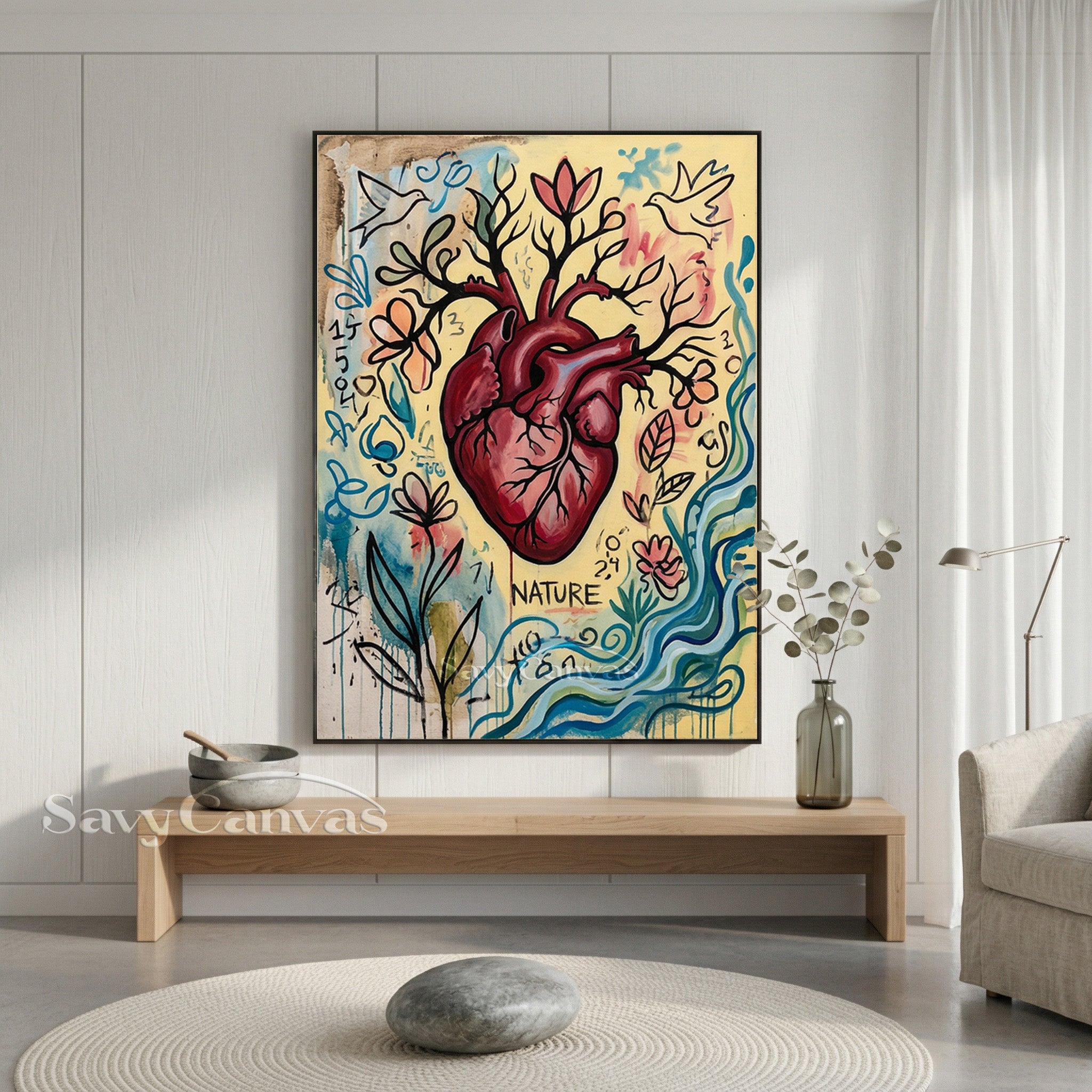 Heart Tree of Life Oil Painting - Modern Anatomy Nature Wall Art #SS 083