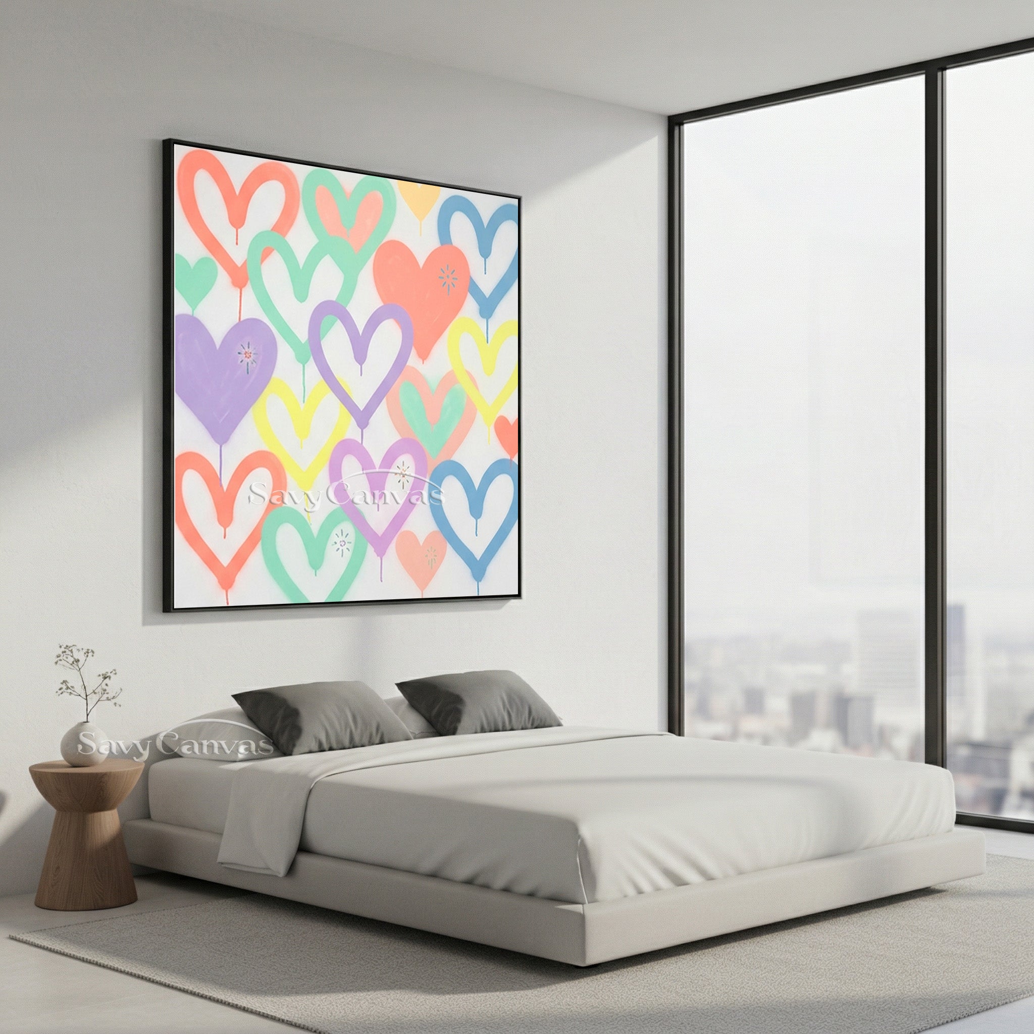 Colorful Heart Drip Wall Art | Modern Abstract Canvas Painting #SS 123