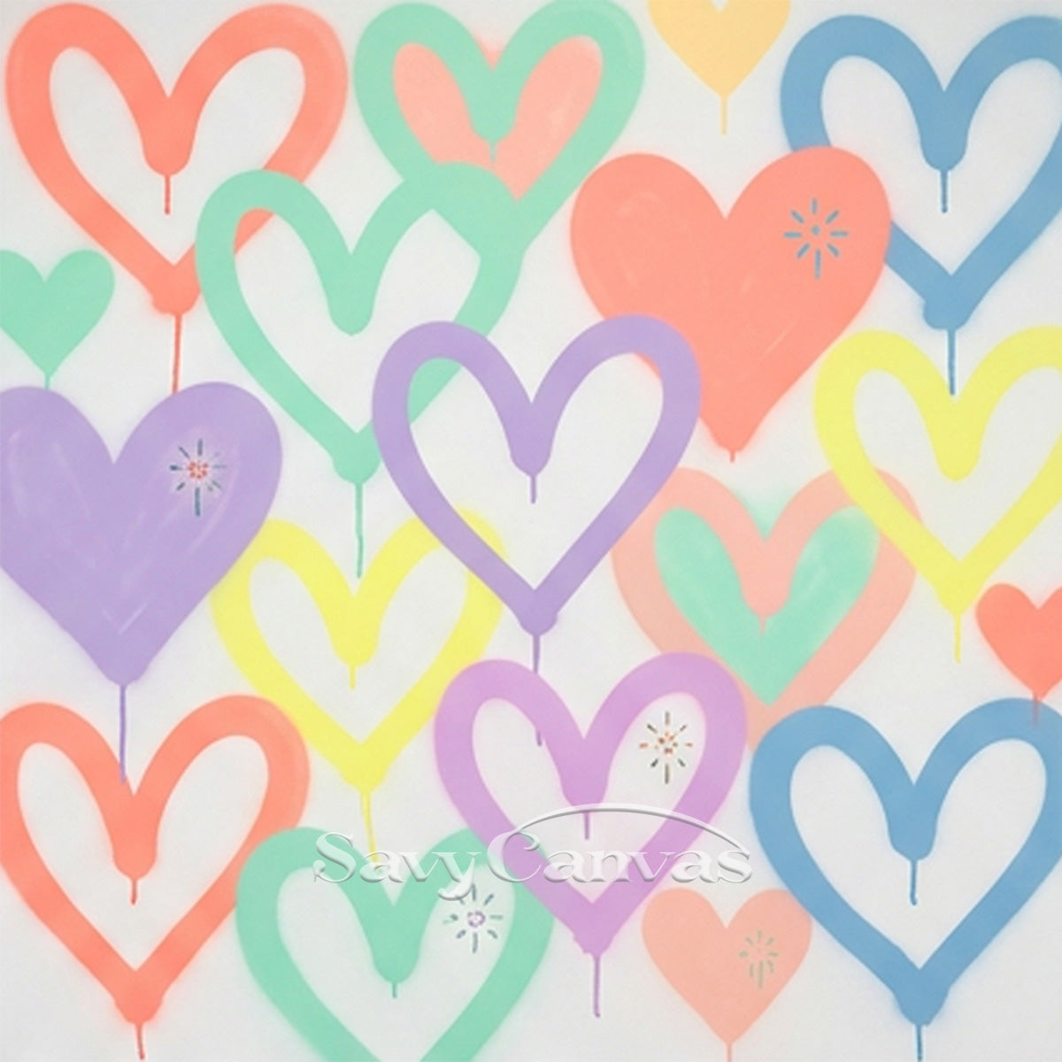 Colorful Heart Drip Wall Art | Modern Abstract Canvas Painting #SS 123