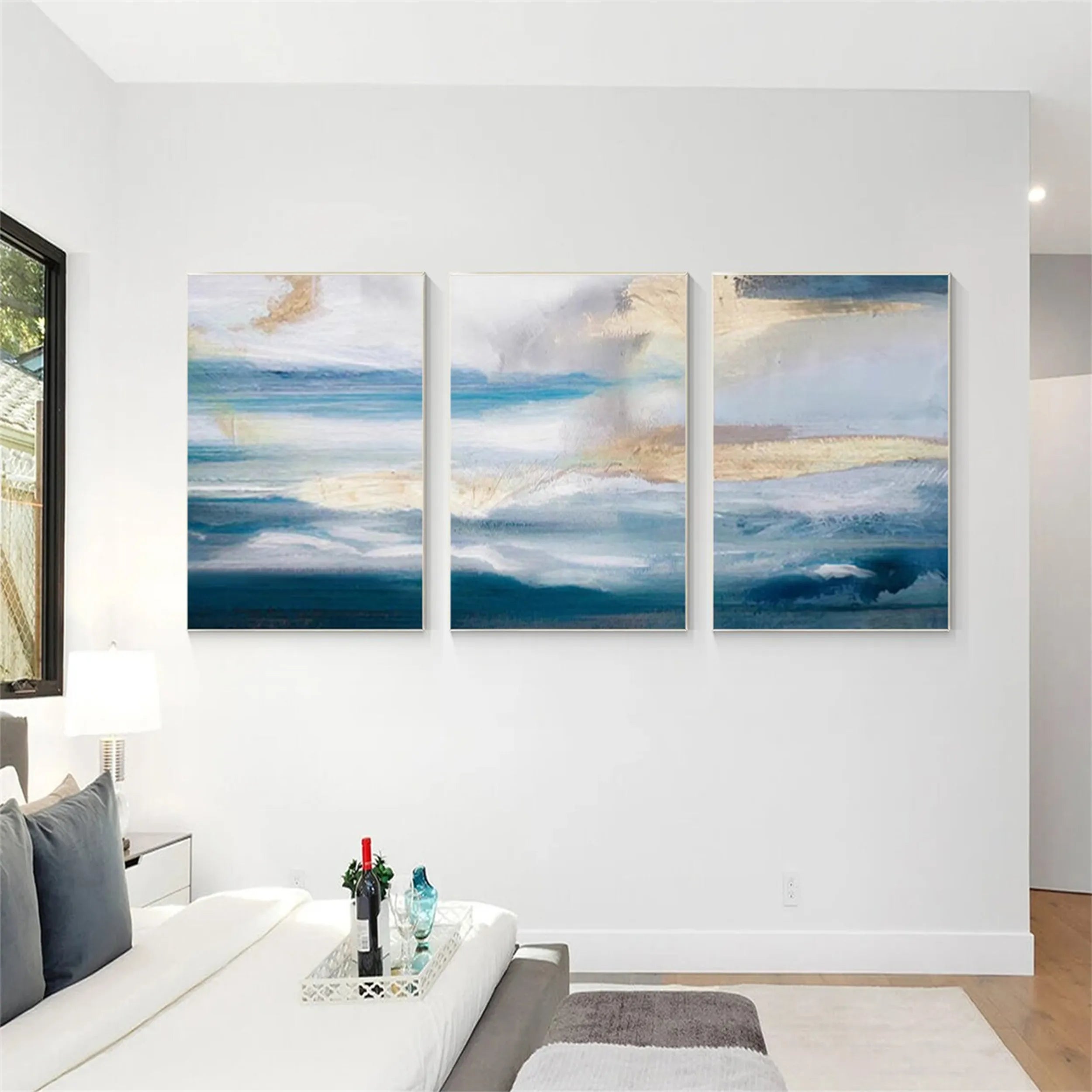 Abstract Blue White Textured Painting