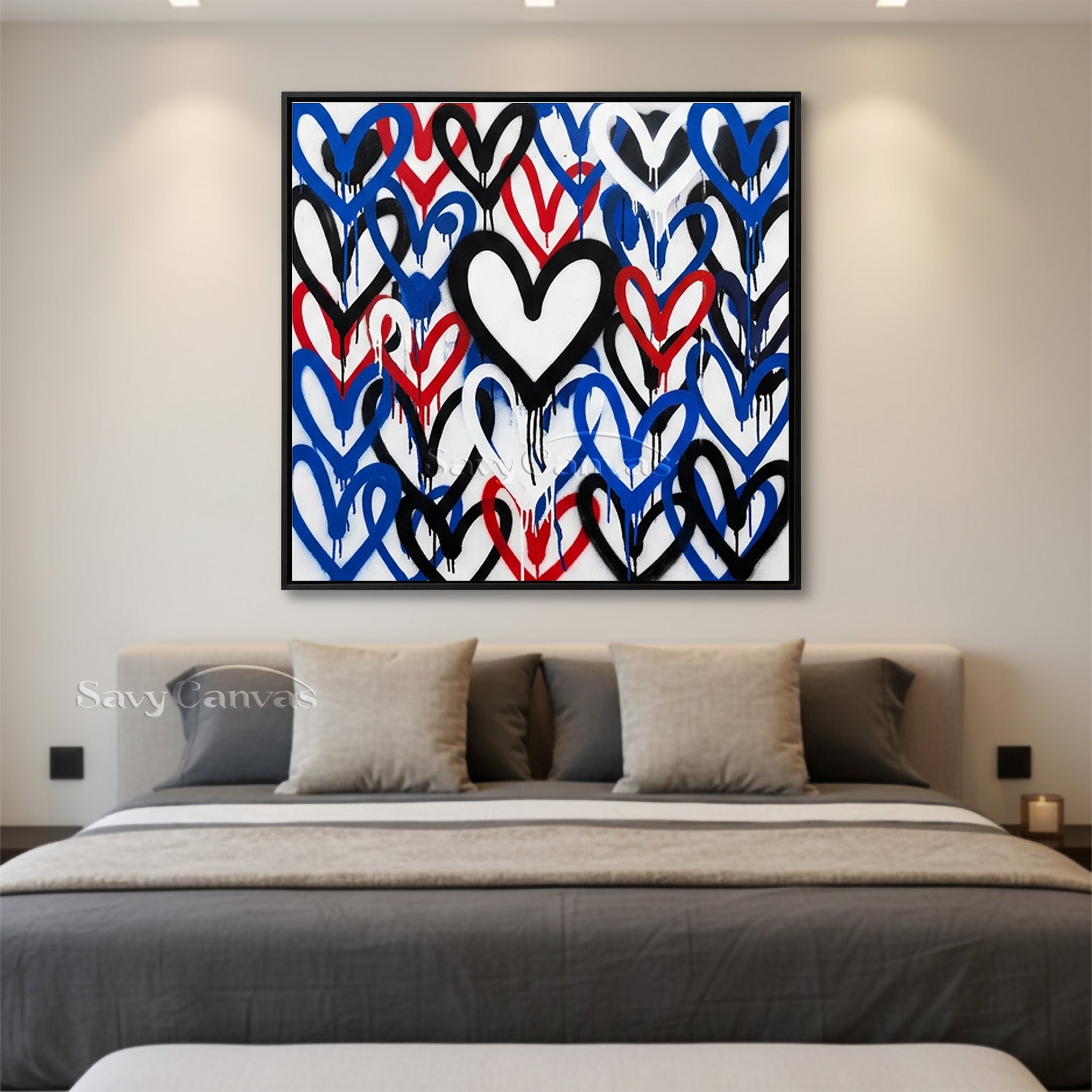 Urban Graffiti Heart Canvas Art | Modern Street Style Oil Painting #SS 124