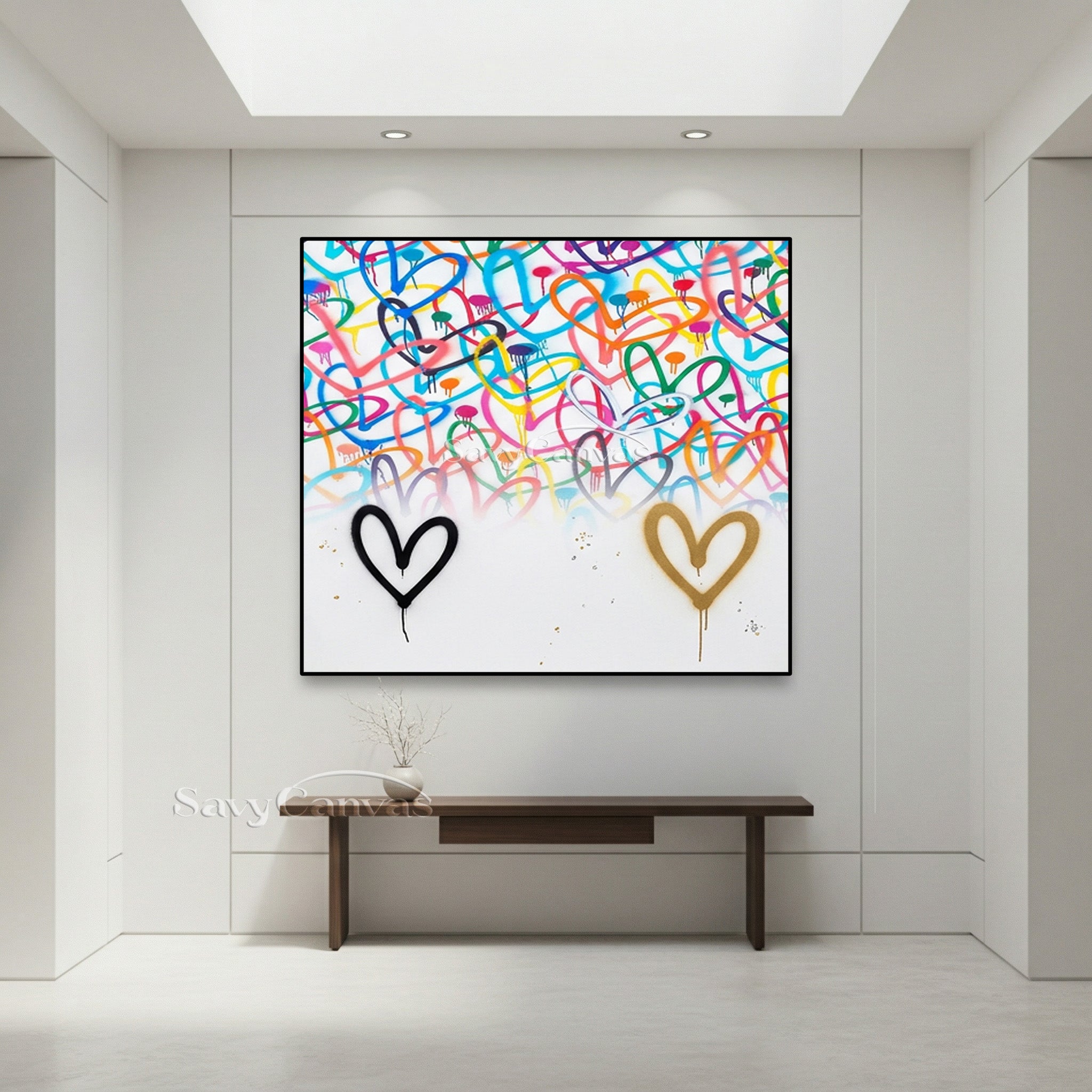 Artistic Heart Pattern Wall Decor | Dreamy Pastel Canvas Art #SS 125