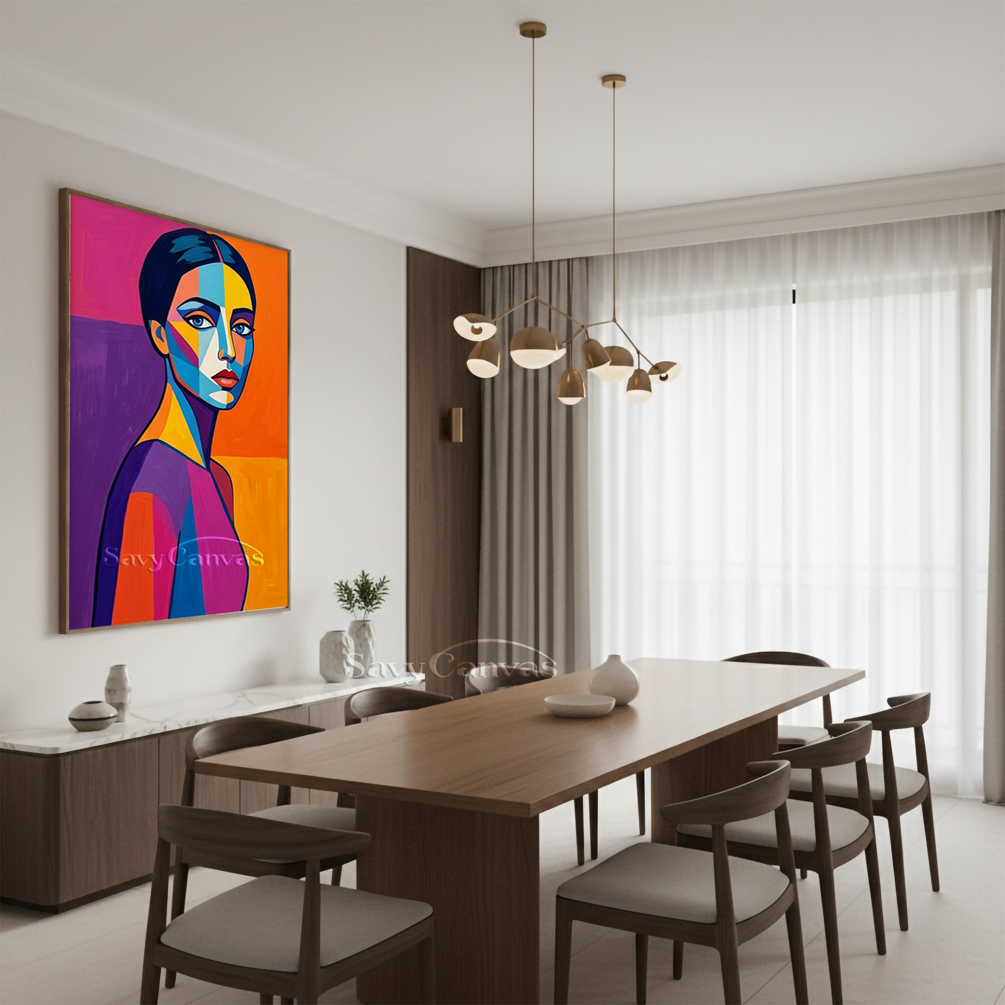 Colorful Pop Art Female Portrait | Handmade Canvas Wall Art #SS 159
