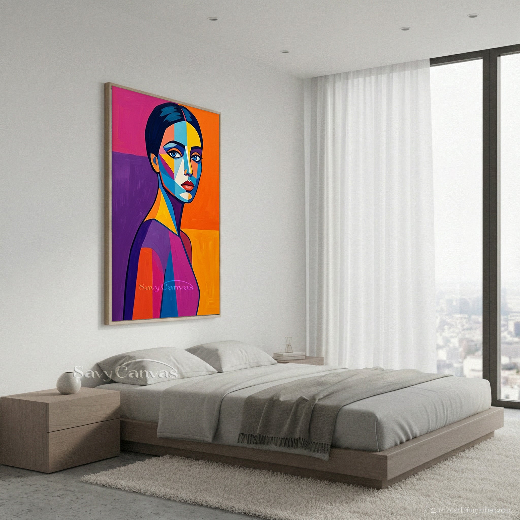 Colorful Pop Art Female Portrait | Handmade Canvas Wall Art #SS 159