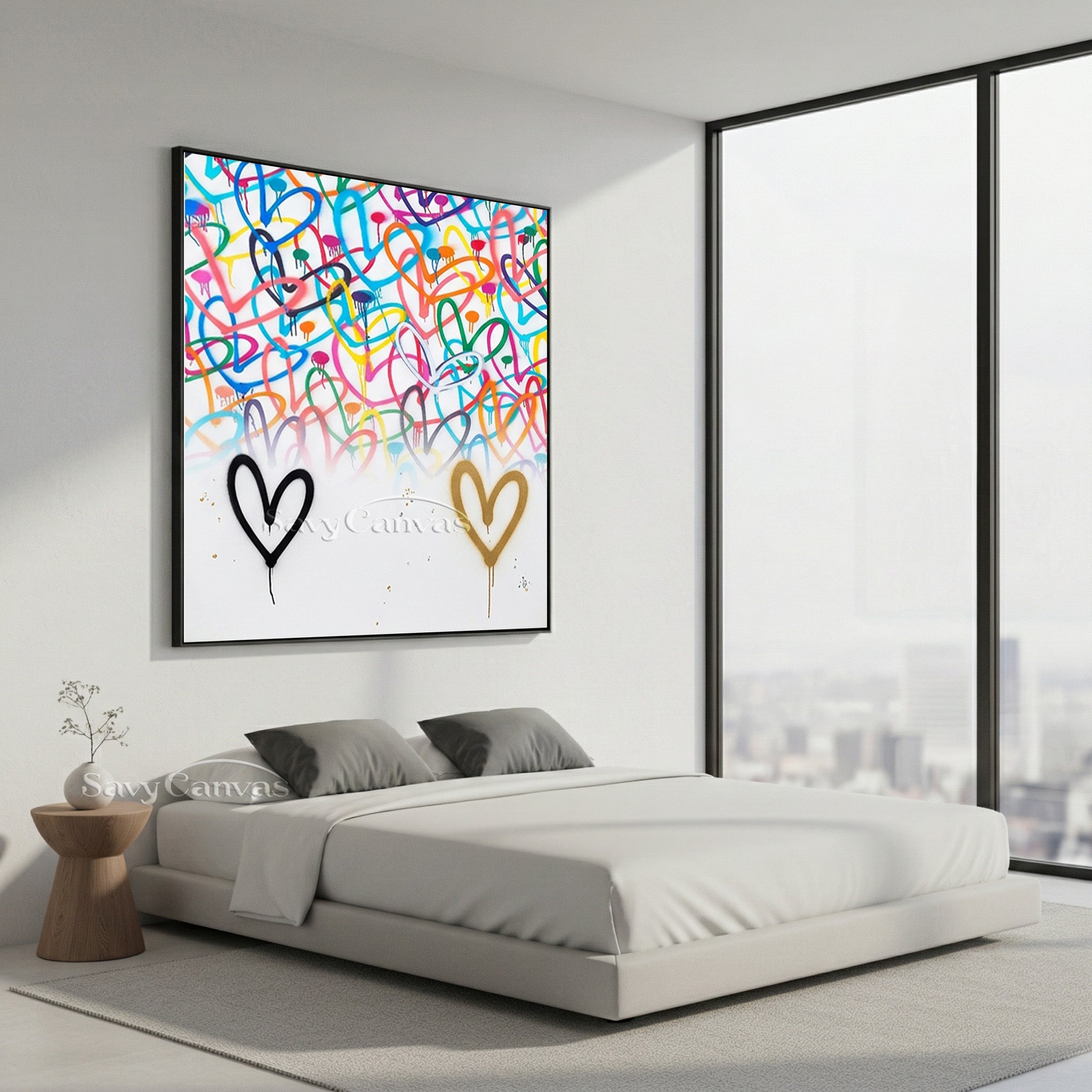 Artistic Heart Pattern Wall Decor | Dreamy Pastel Canvas Art #SS 125
