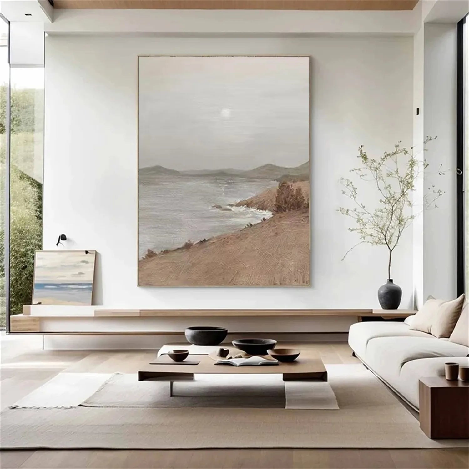 Hand-Painted Ocean Wave Wall Art | Hazy Beach Serene Coastal #JJ 219