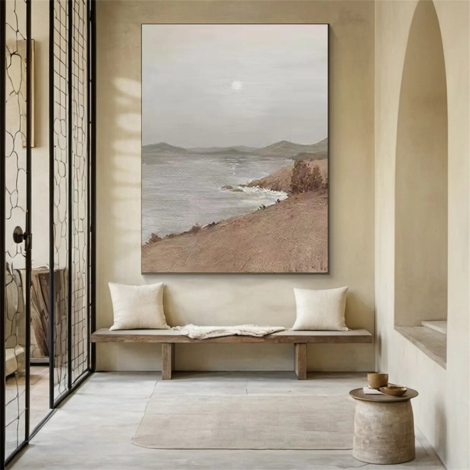 Hand-Painted Ocean Wave Wall Art | Hazy Beach Serene Coastal #JJ 219