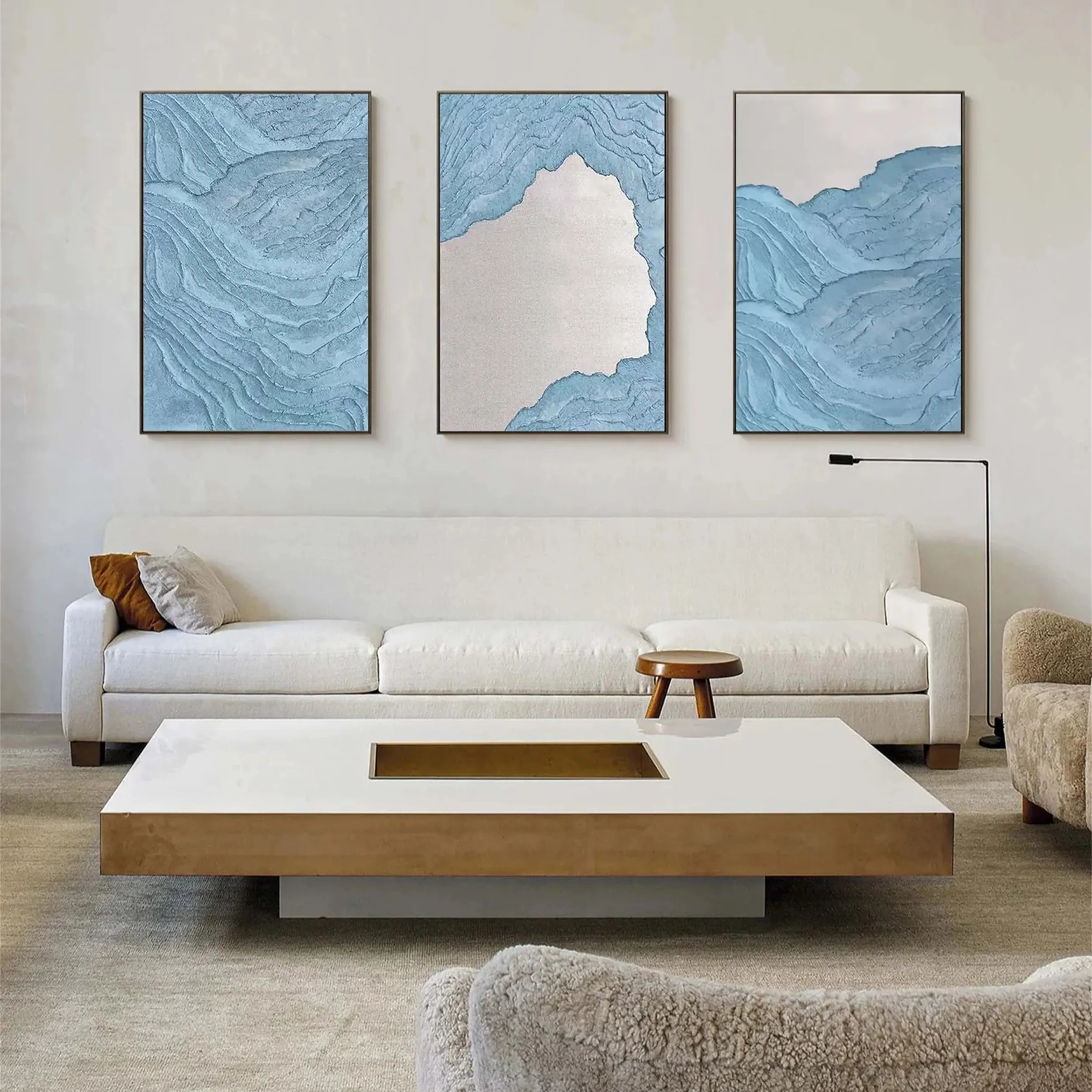 Abstract Art- 2/3 Piece Blue Wall Art for Living Room  #JJ 210