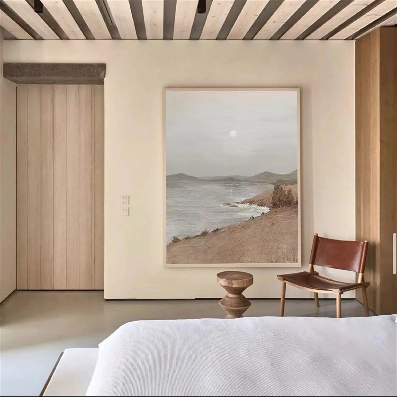 Hand-Painted Ocean Wave Wall Art | Hazy Beach Serene Coastal #JJ 219