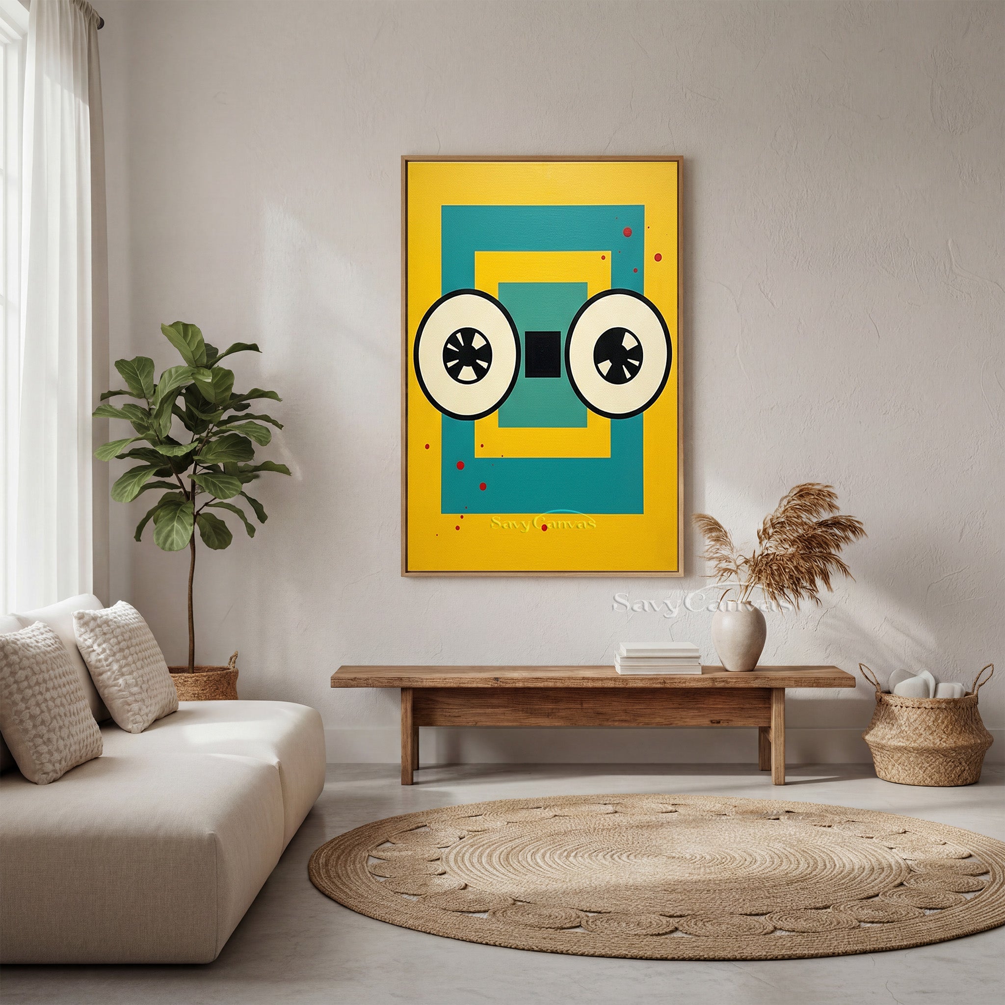 Modern Geometric Pop Art Canvas | Retro Cassette Eyes Wall Decor #SS 086