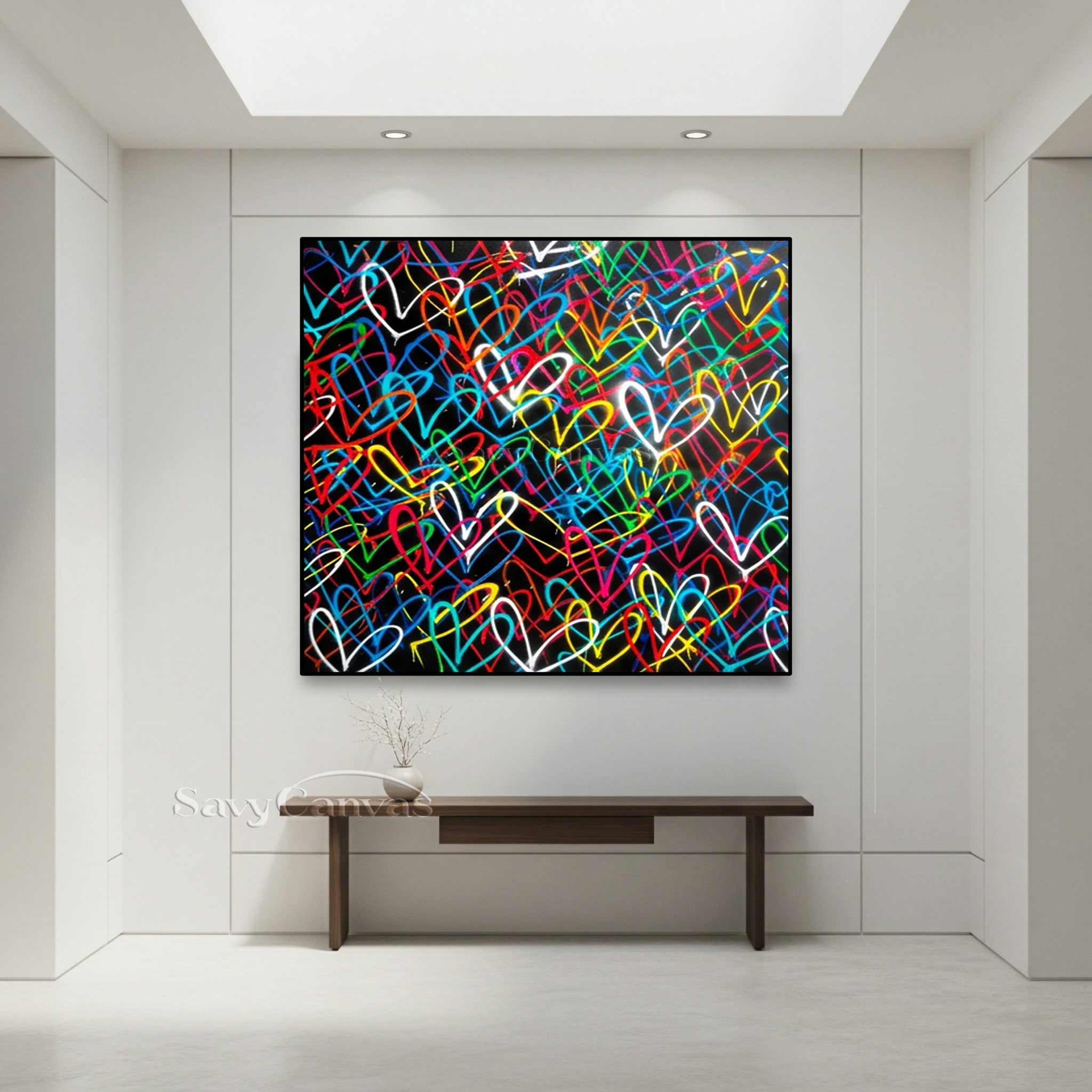 Modern Colorful Heart Graffiti Street Art | Hand-Painted Oil Painting #SS 126