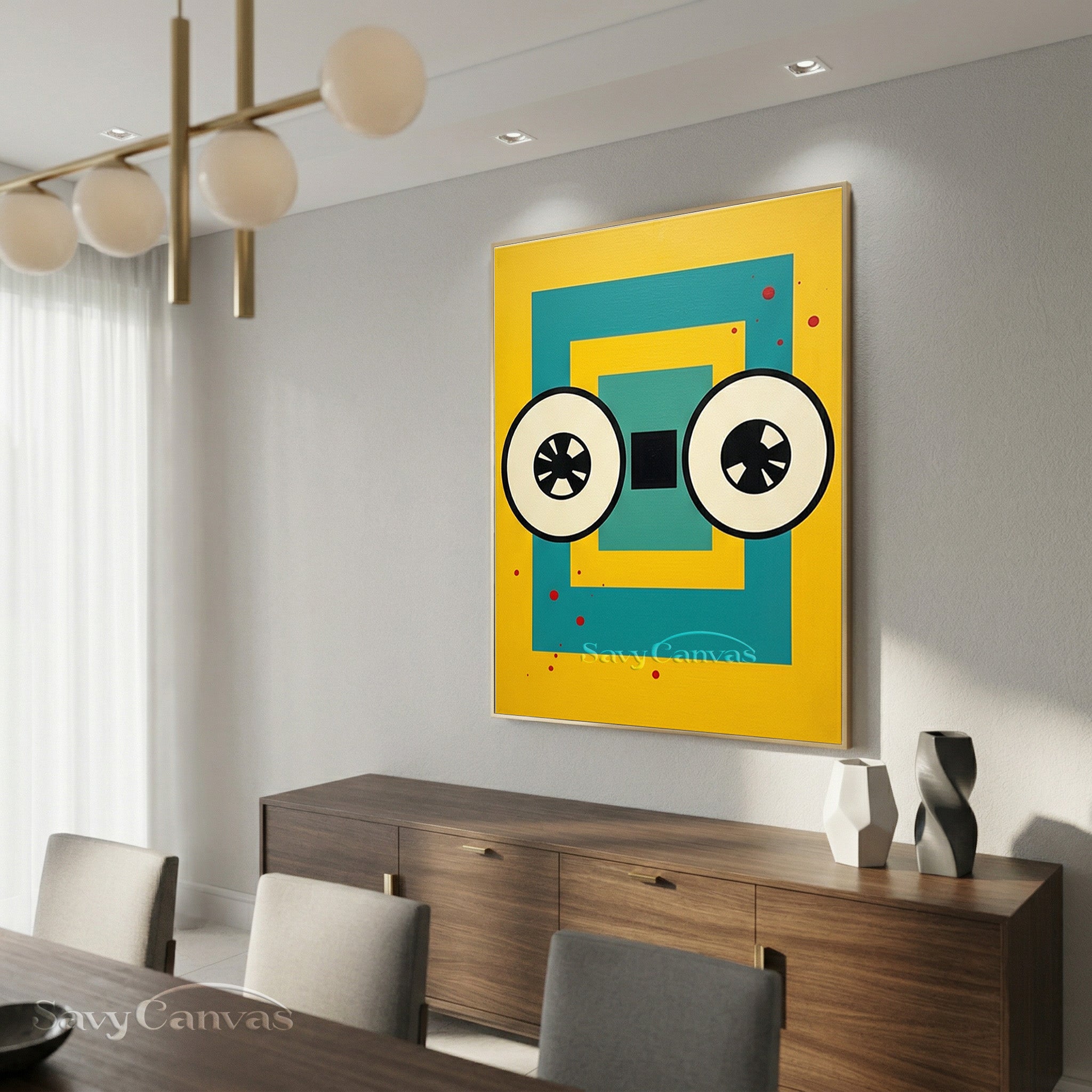 Modern Geometric Pop Art Canvas | Retro Cassette Eyes Wall Decor #SS 086