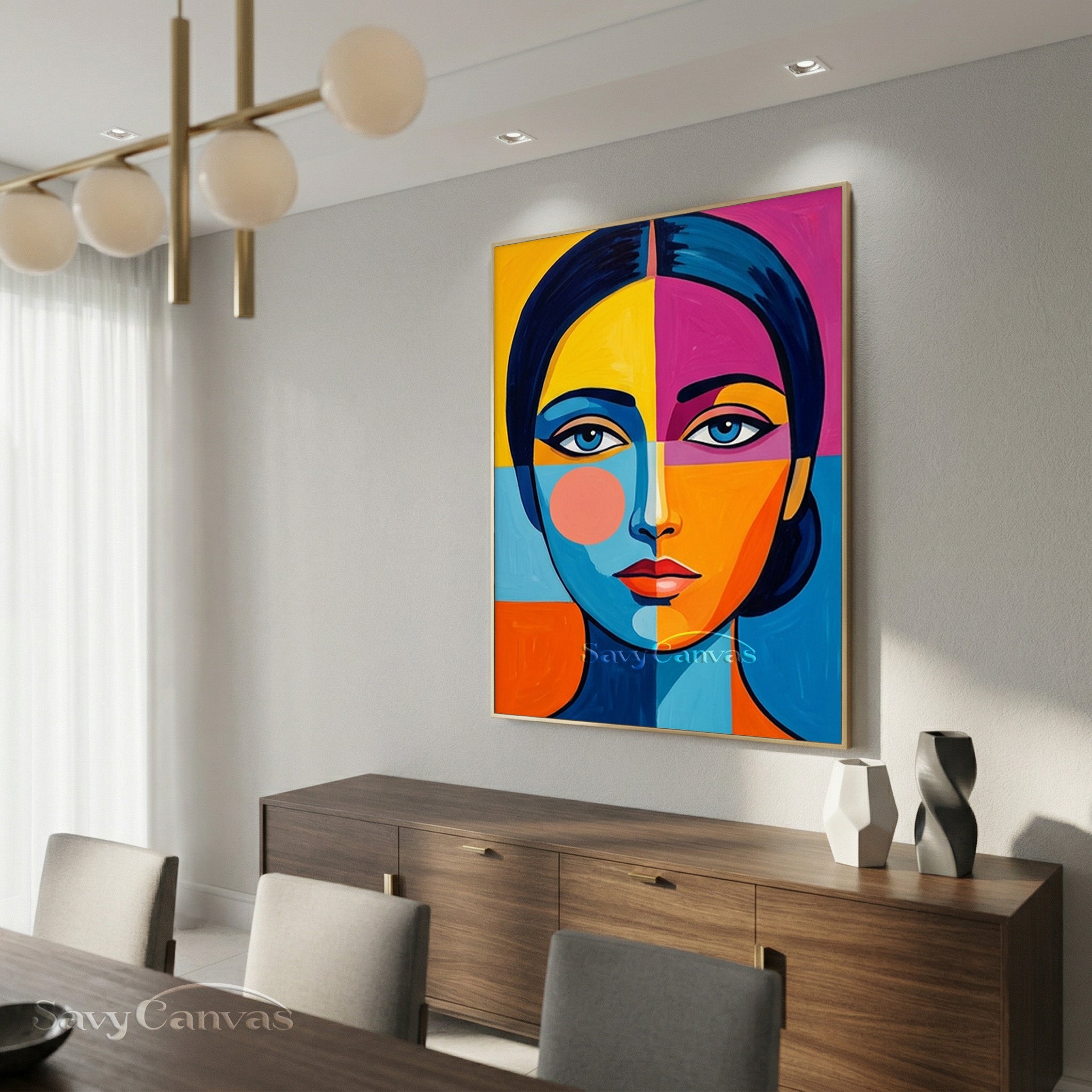 Modern Pop Art Portrait - Colorful Hand-Painted Oil Painting #SS 160