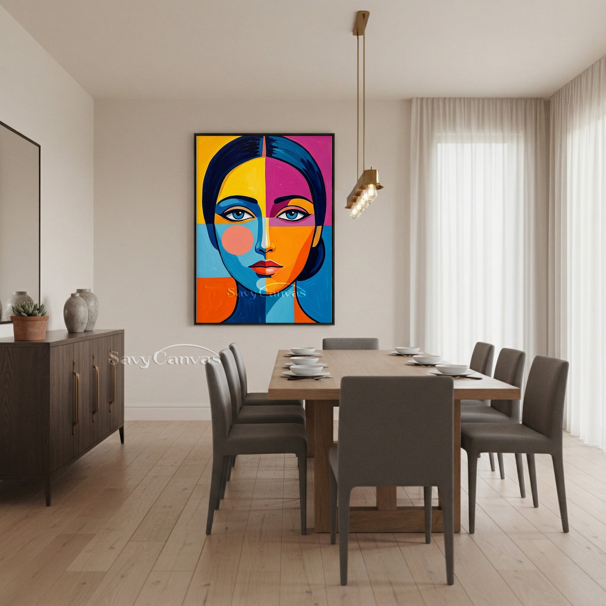 Modern Pop Art Portrait - Colorful Hand-Painted Oil Painting #SS 160