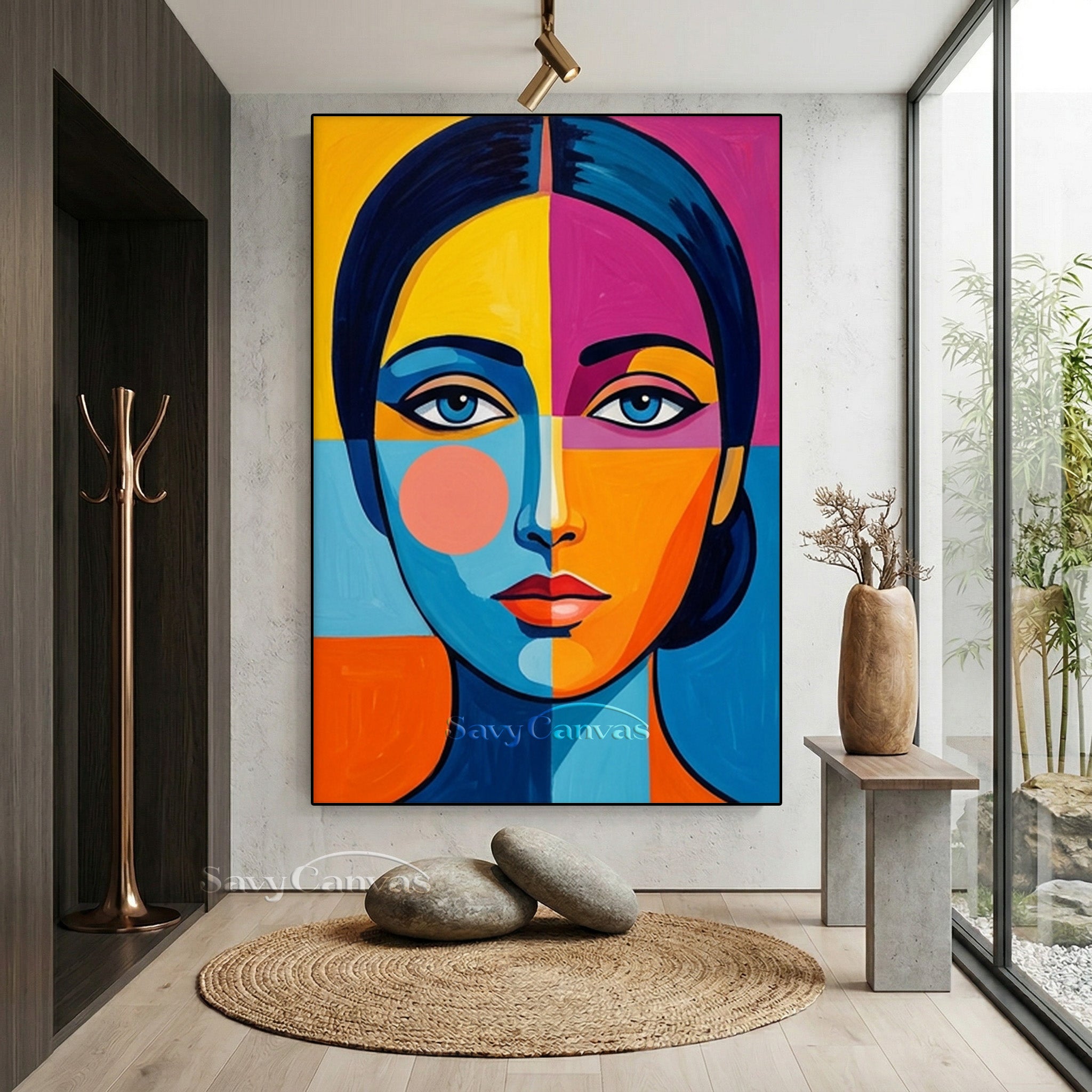 Modern Pop Art Portrait - Colorful Hand-Painted Oil Painting #SS 160