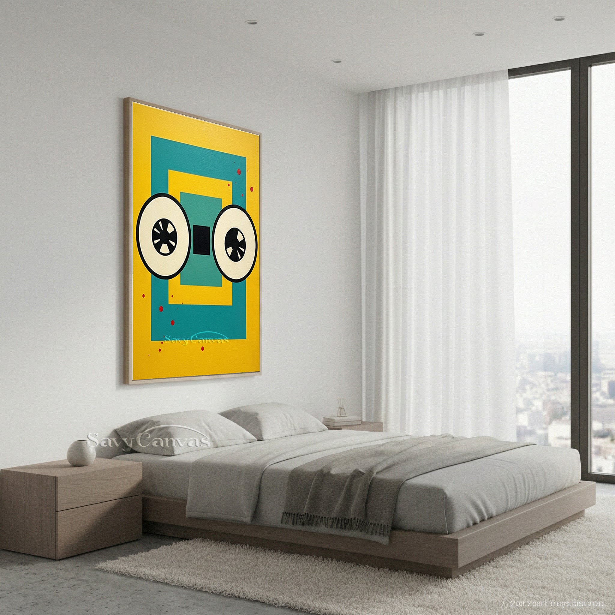 Modern Geometric Pop Art Canvas | Retro Cassette Eyes Wall Decor #SS 086