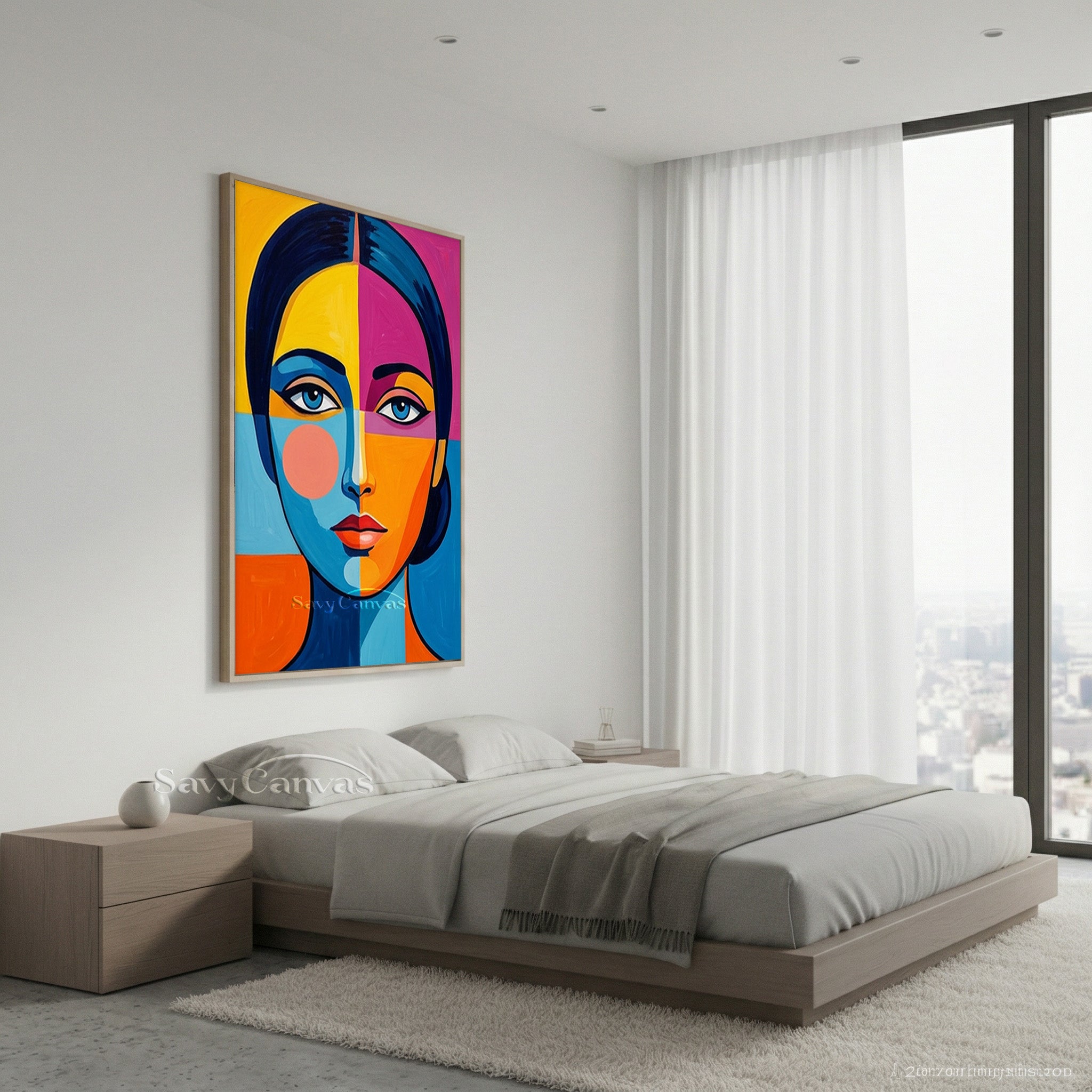 Modern Pop Art Portrait - Colorful Hand-Painted Oil Painting #SS 160