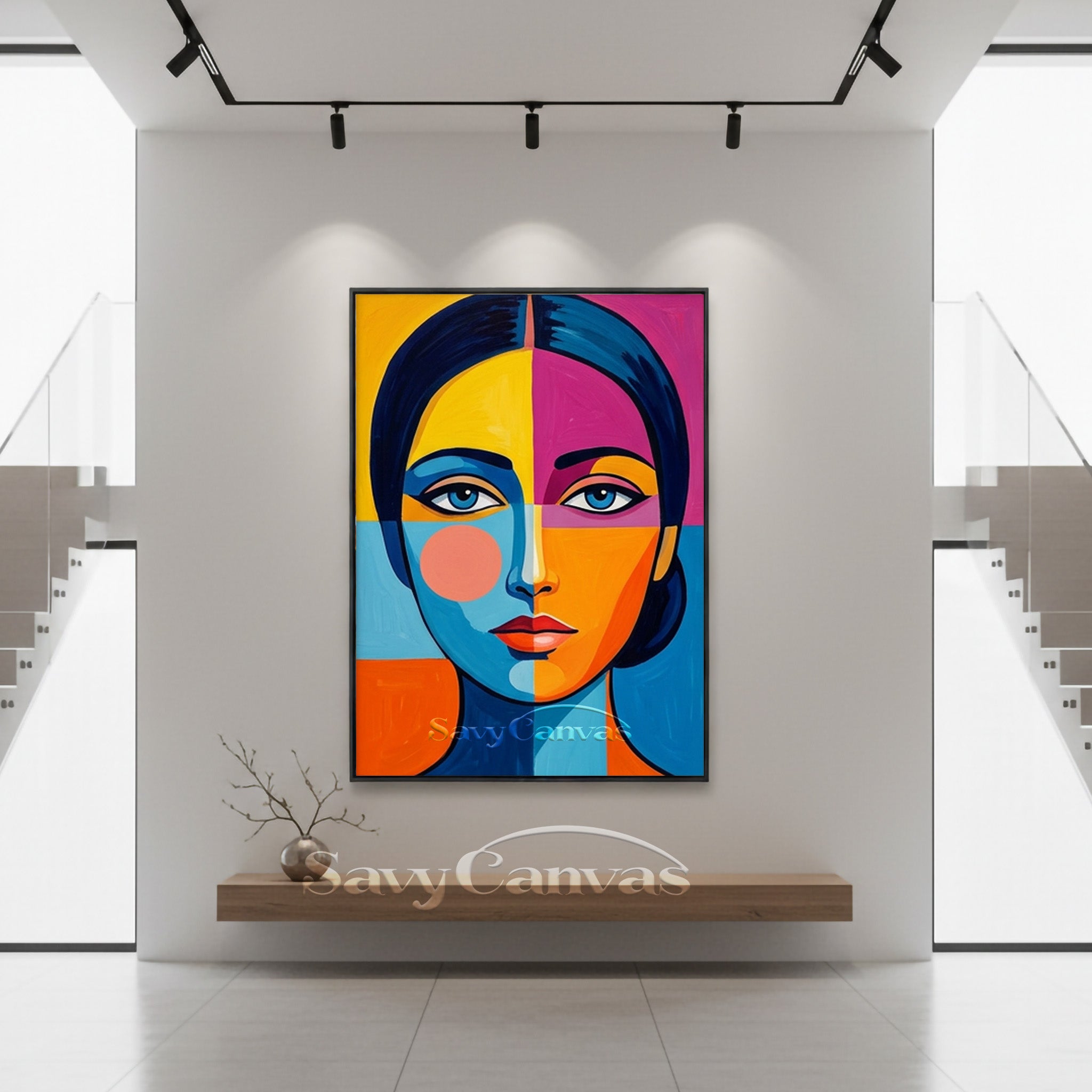 Modern Pop Art Portrait - Colorful Hand-Painted Oil Painting #SS 160