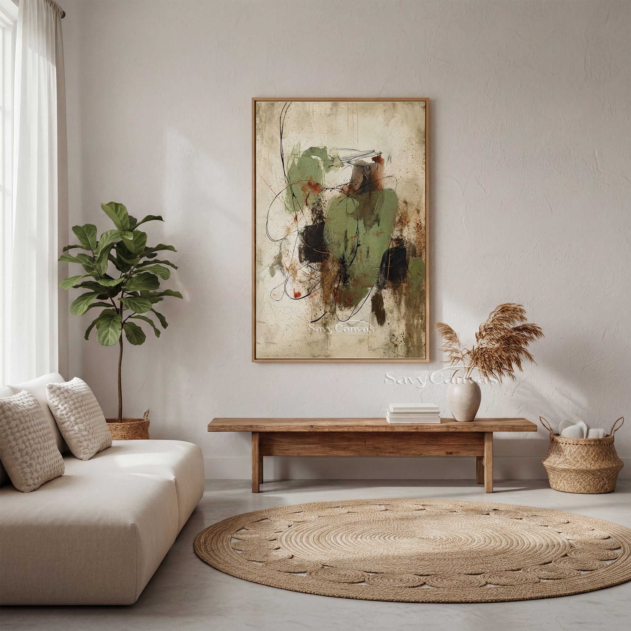 Original Green & Earth Tone Abstract Oil Painting | Modern Wall Art #SS 002