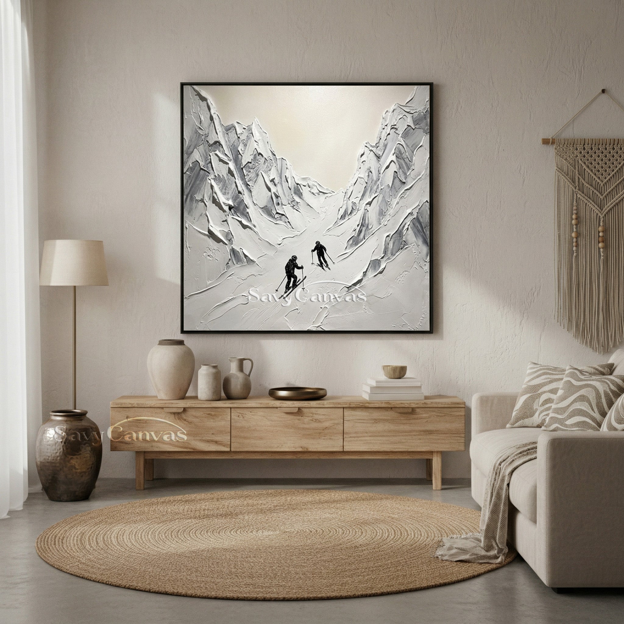 3D Textured Mountain Painting | Palette Knife Ski Art #AA 515