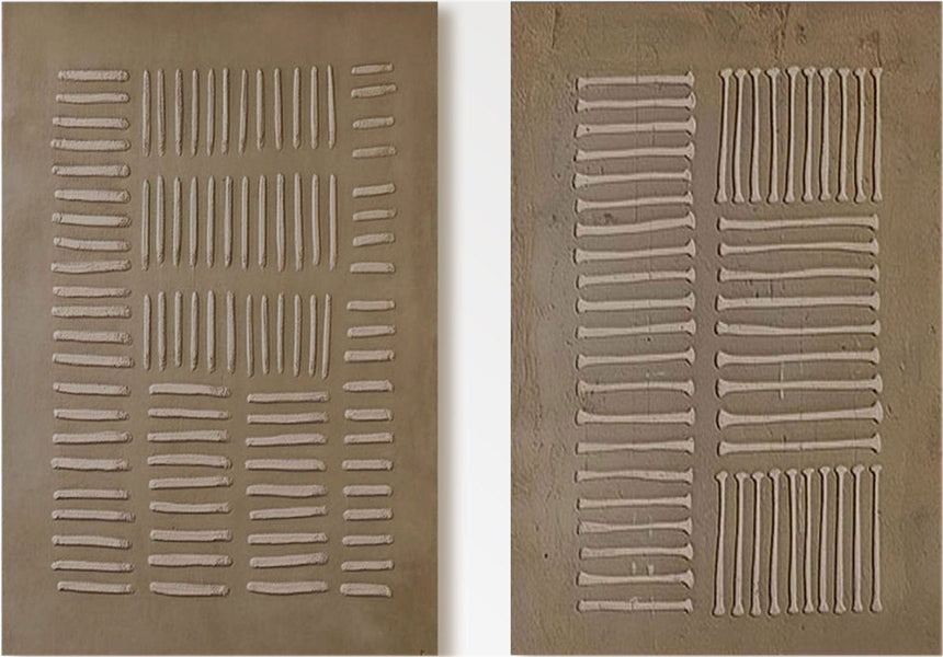 Wabi Sabi Wall Art, Set of 2, Neutral Textured Abstract Painting  #TC 237