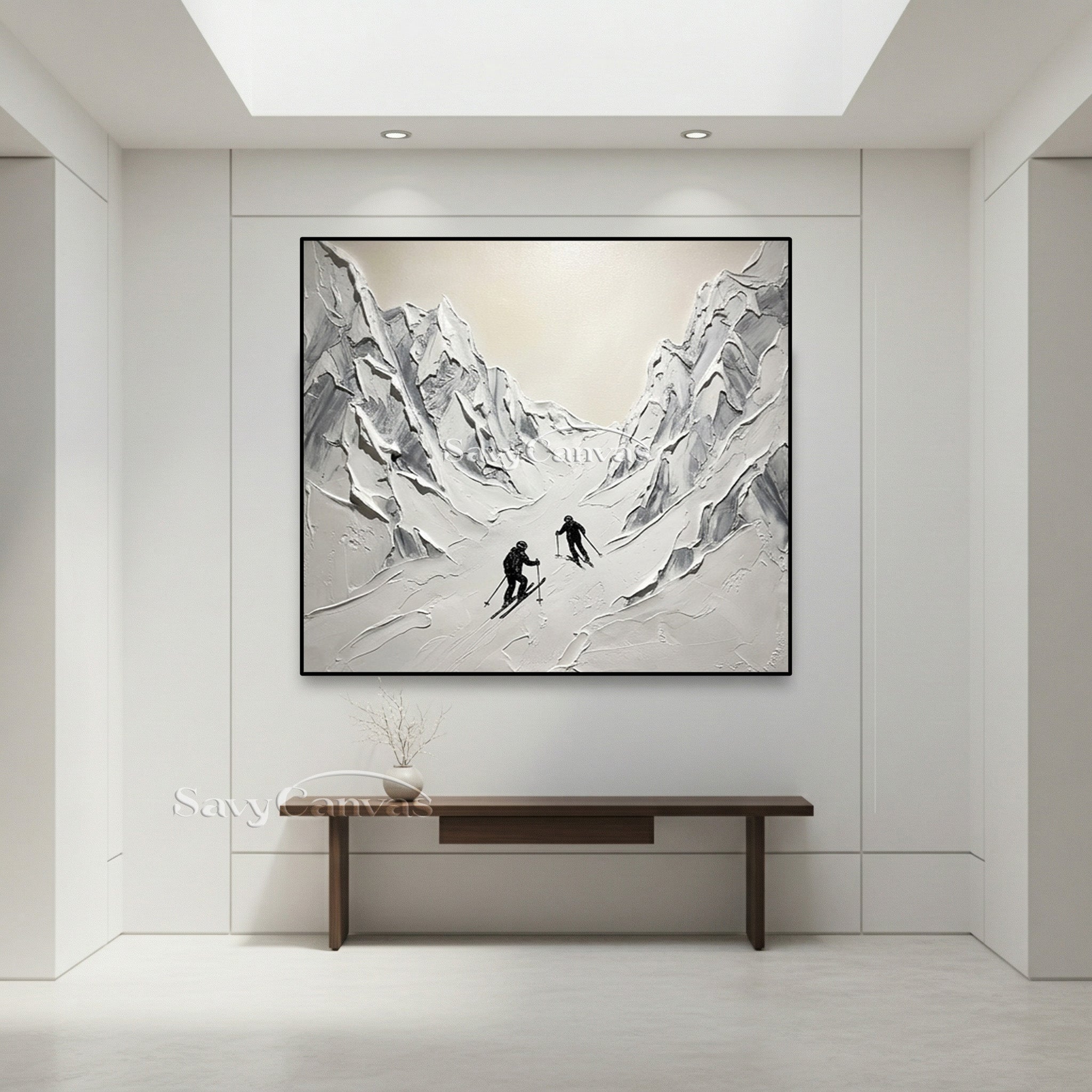 3D Textured Mountain Painting | Palette Knife Ski Art #AA 515