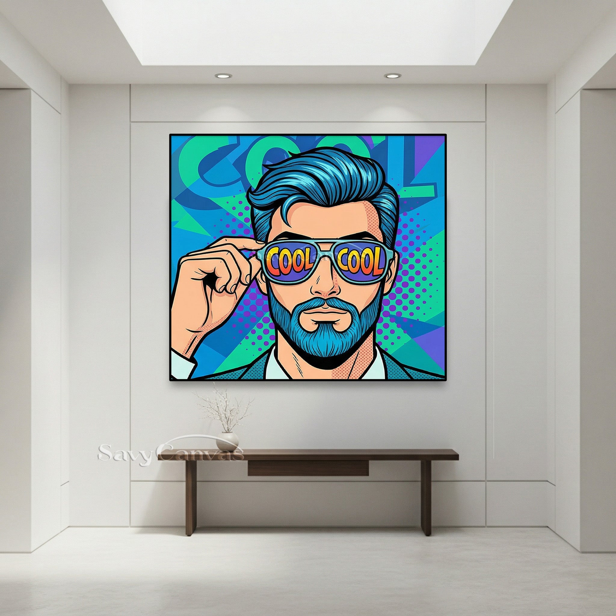 Modern Pop Art Oil Painting - Cool Man with Sunglasses #SS 047