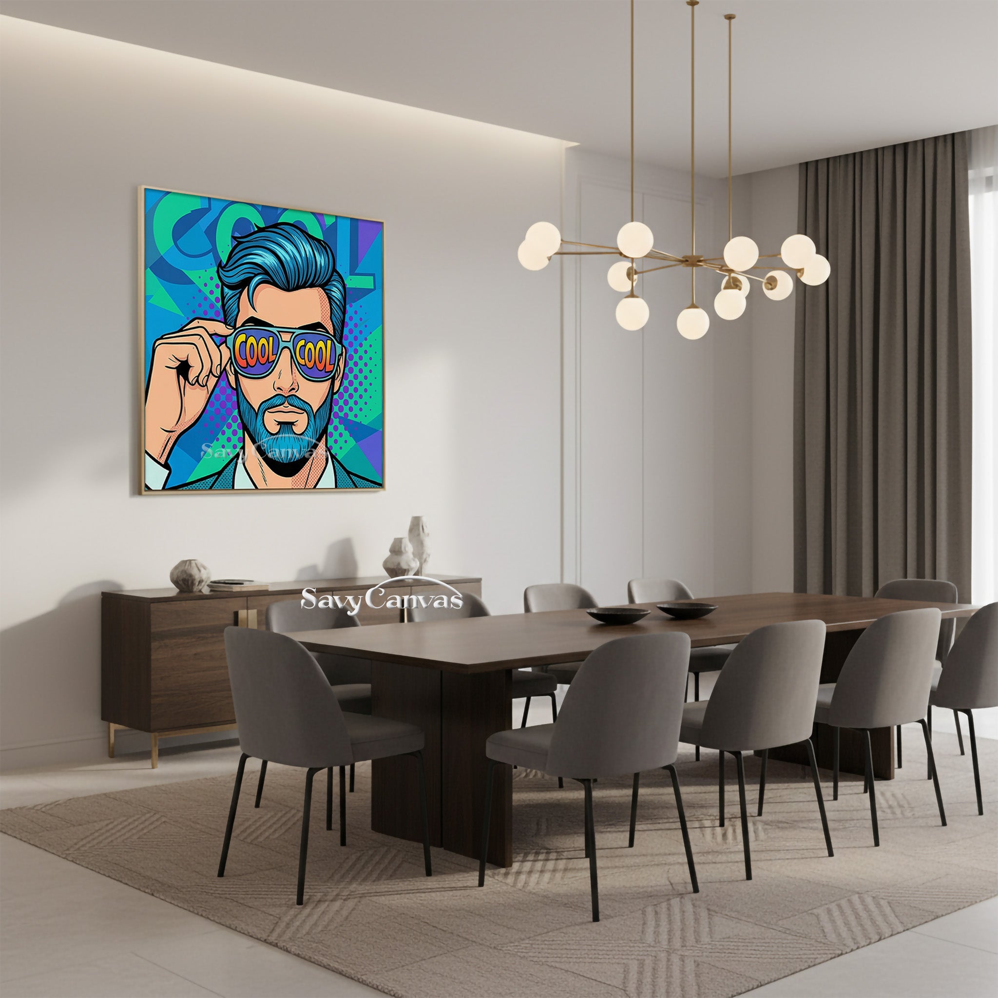 Modern Pop Art Oil Painting - Cool Man with Sunglasses #SS 047