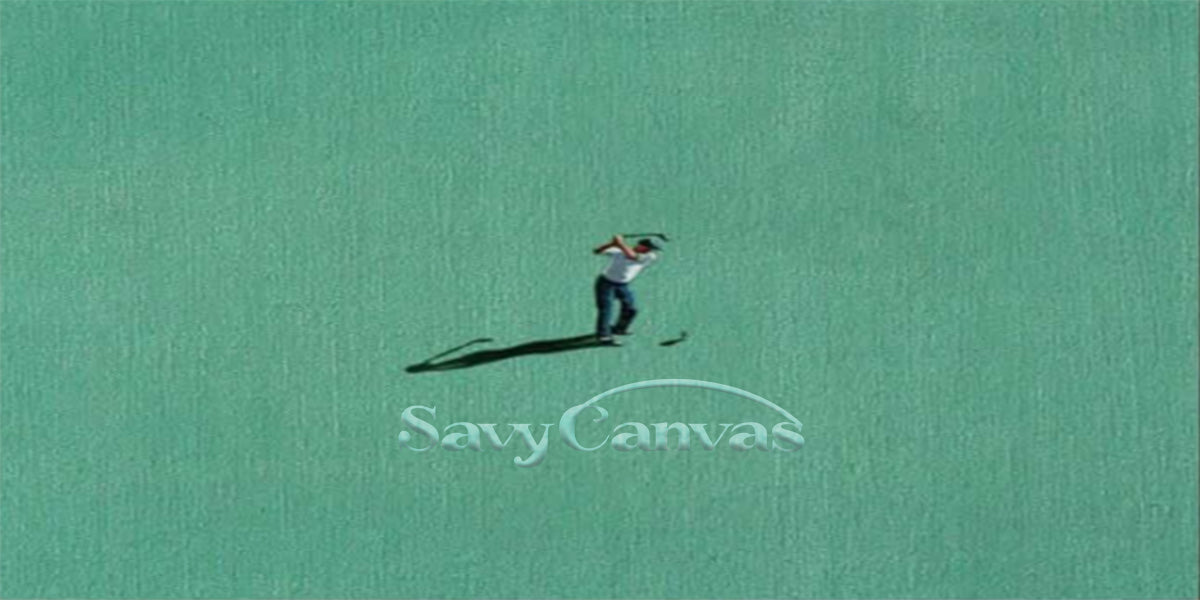 Modern Sports Wall Art - Minimalist Golfing Scene Oil Painting