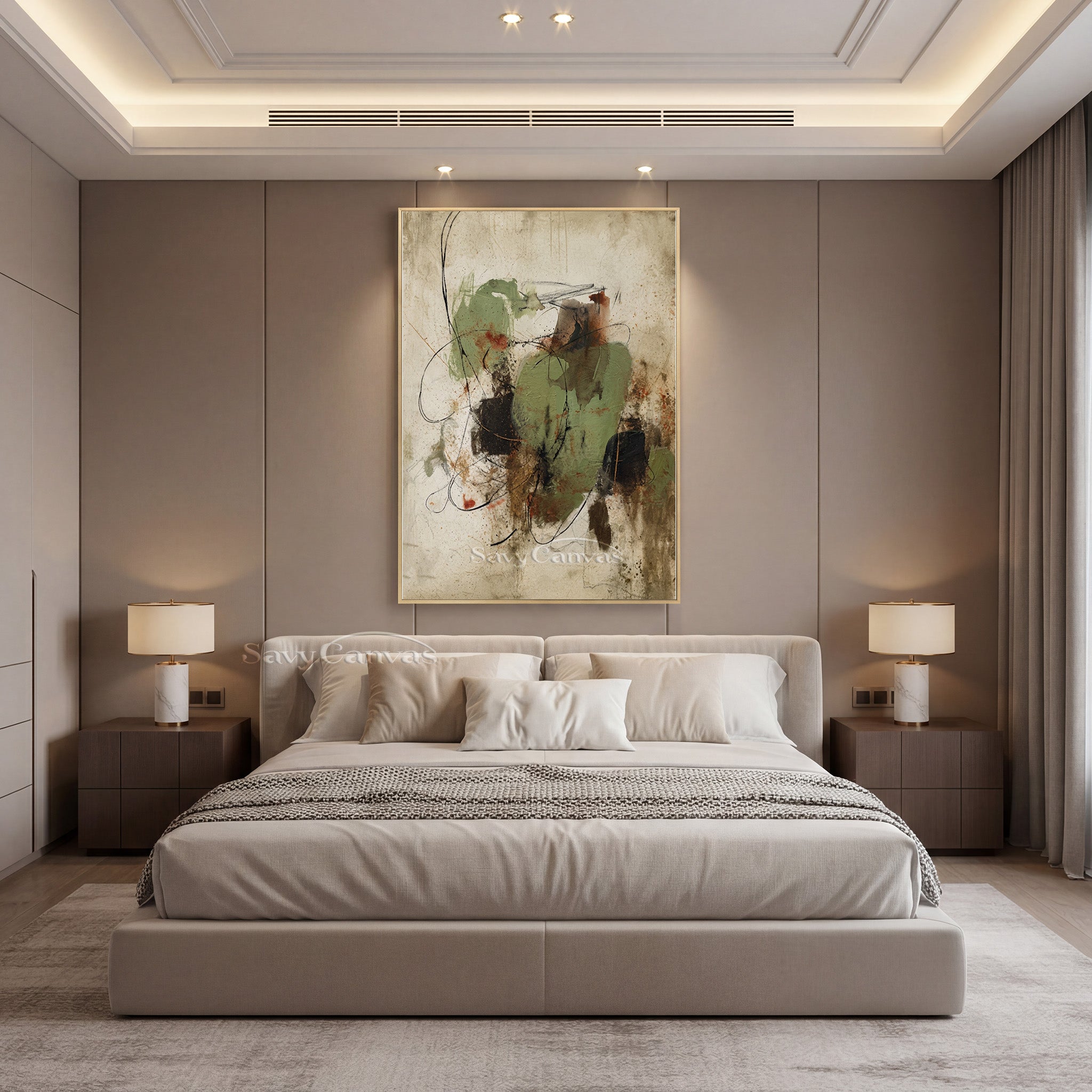 Original Green & Earth Tone Abstract Oil Painting | Modern Wall Art #SS 002