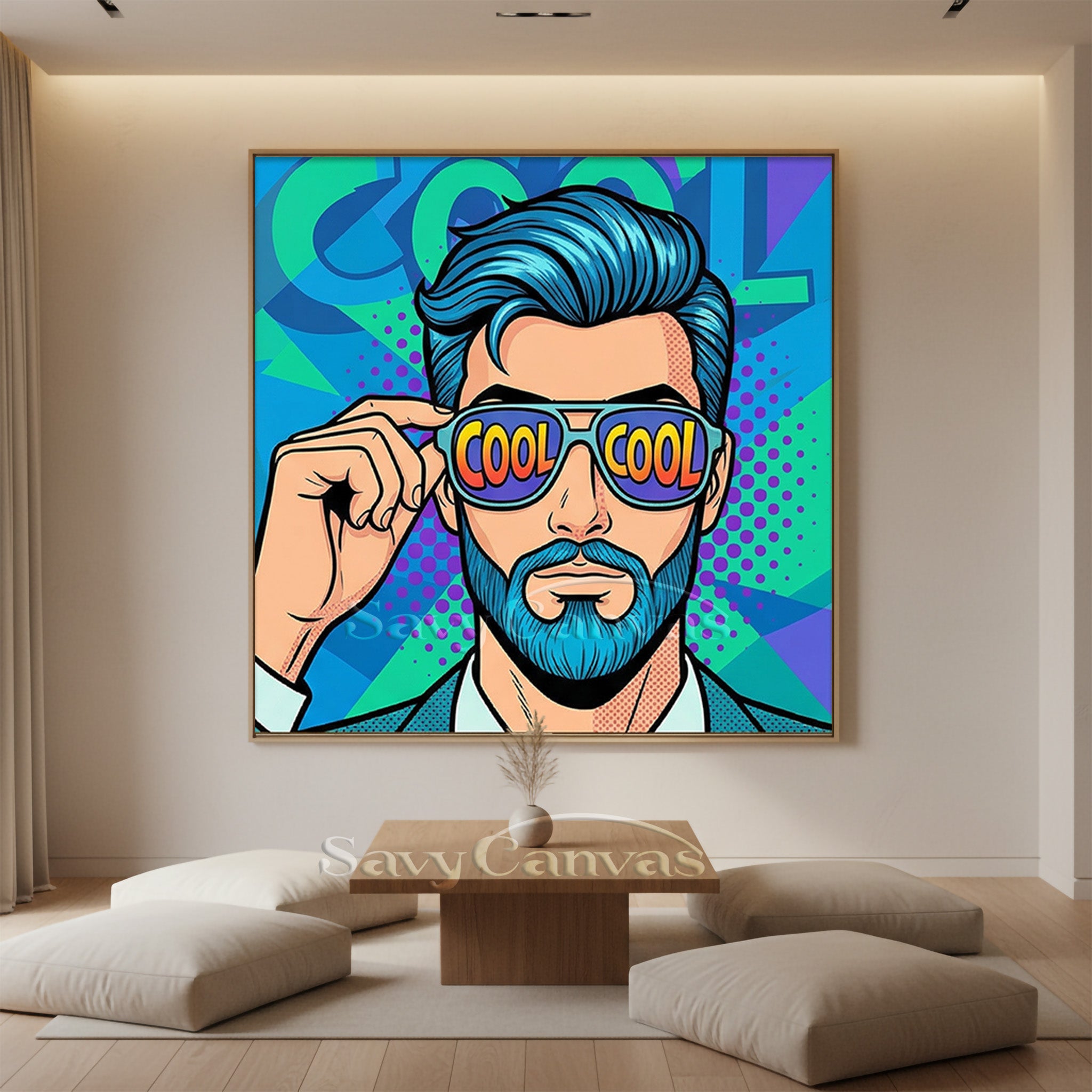Modern Pop Art Oil Painting - Cool Man with Sunglasses #SS 047