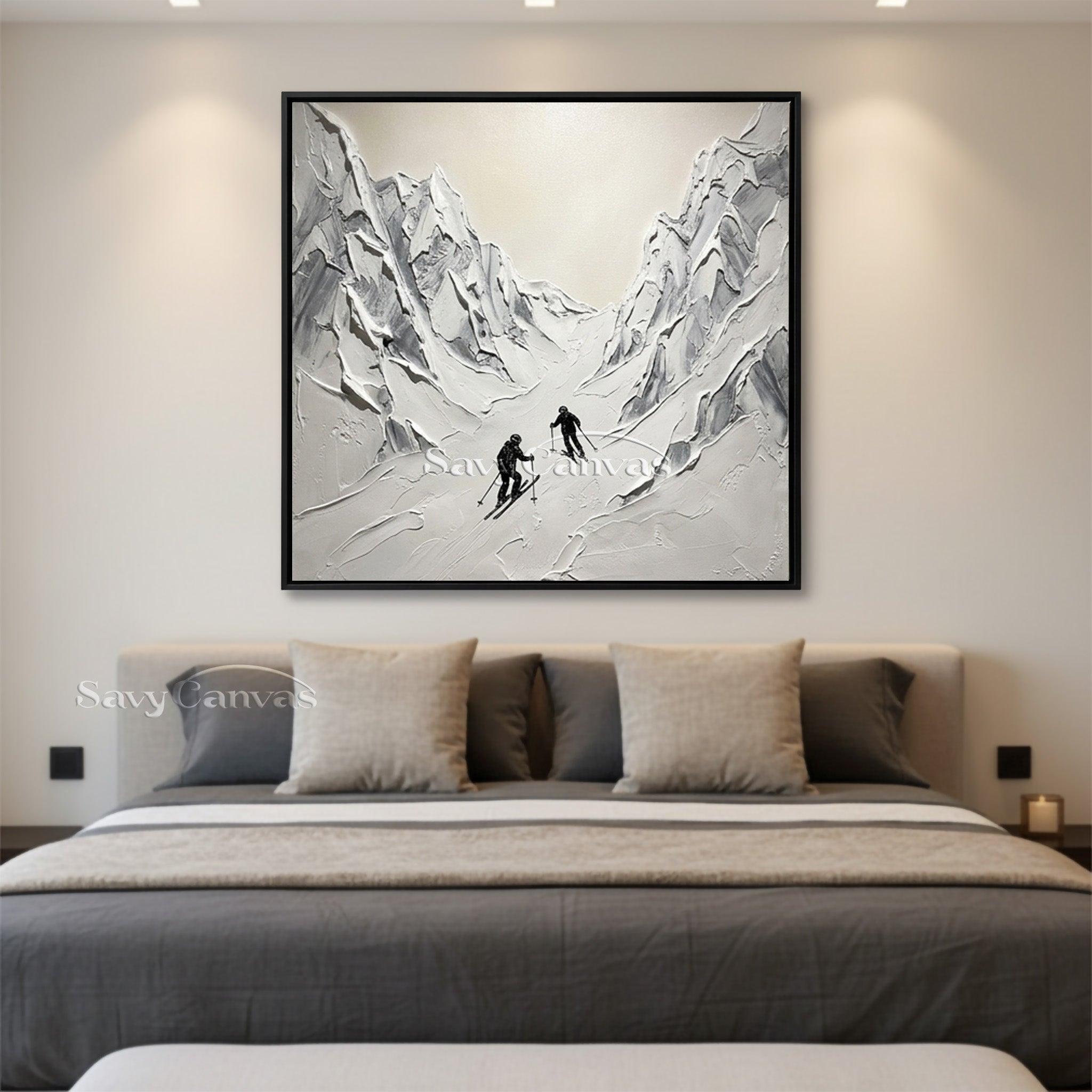 3D Textured Mountain Painting | Palette Knife Ski Art #AA 515