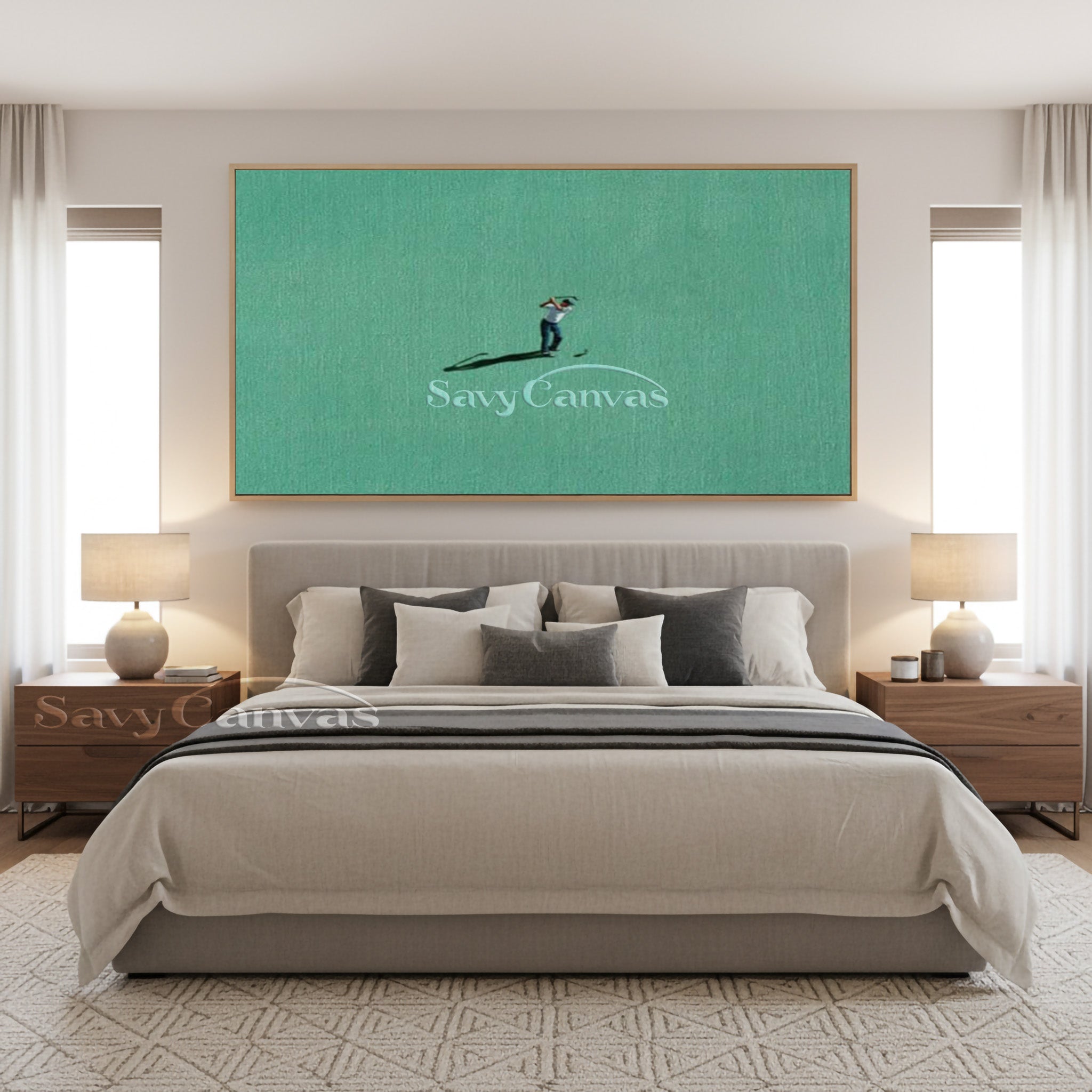 Minimalist Golf Oil Painting - Green Textured Canvas Wall Art #SS 024