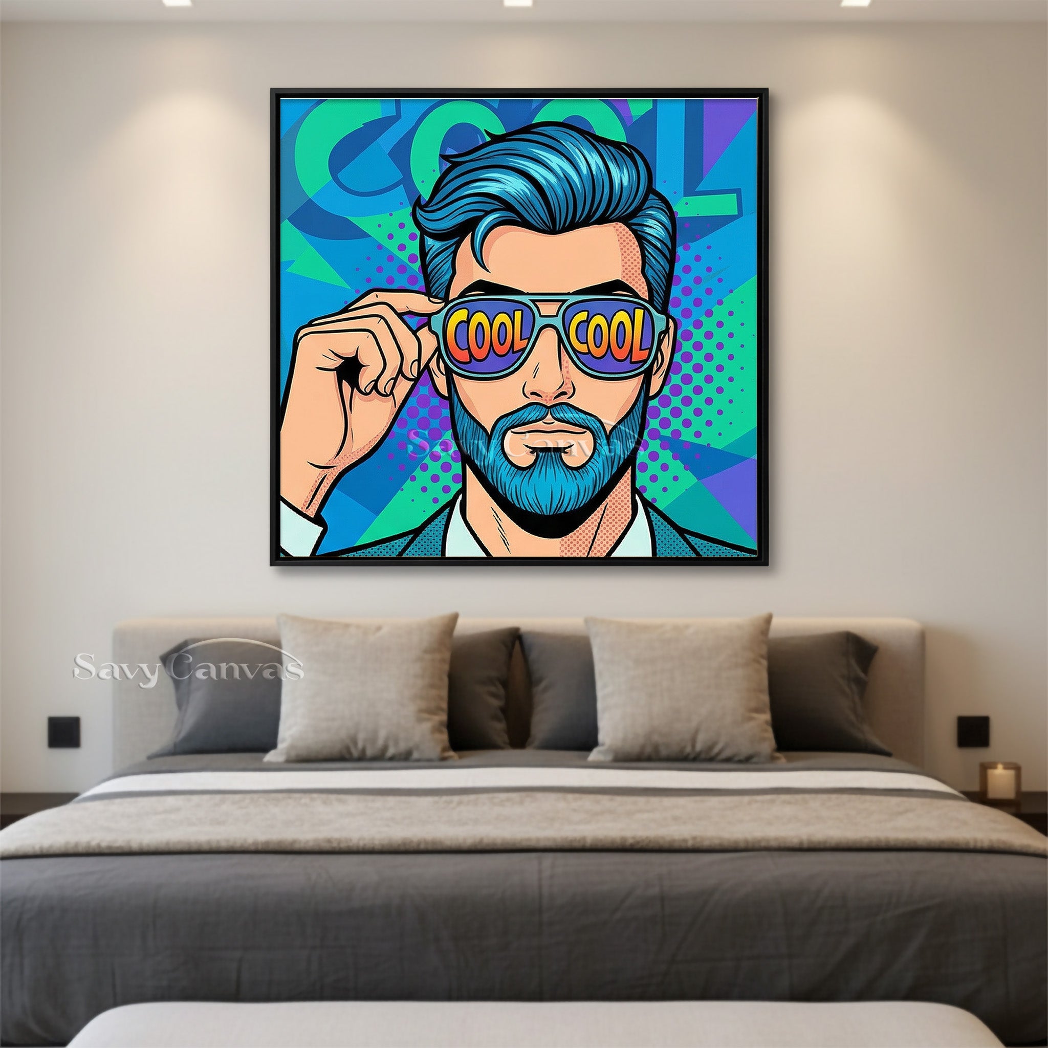 Modern Pop Art Oil Painting - Cool Man with Sunglasses #SS 047
