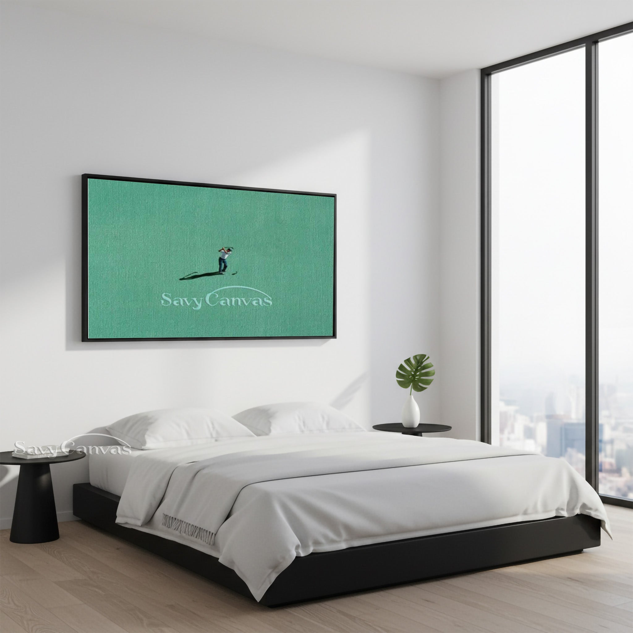 Minimalist Golf Oil Painting - Green Textured Canvas Wall Art #SS 024