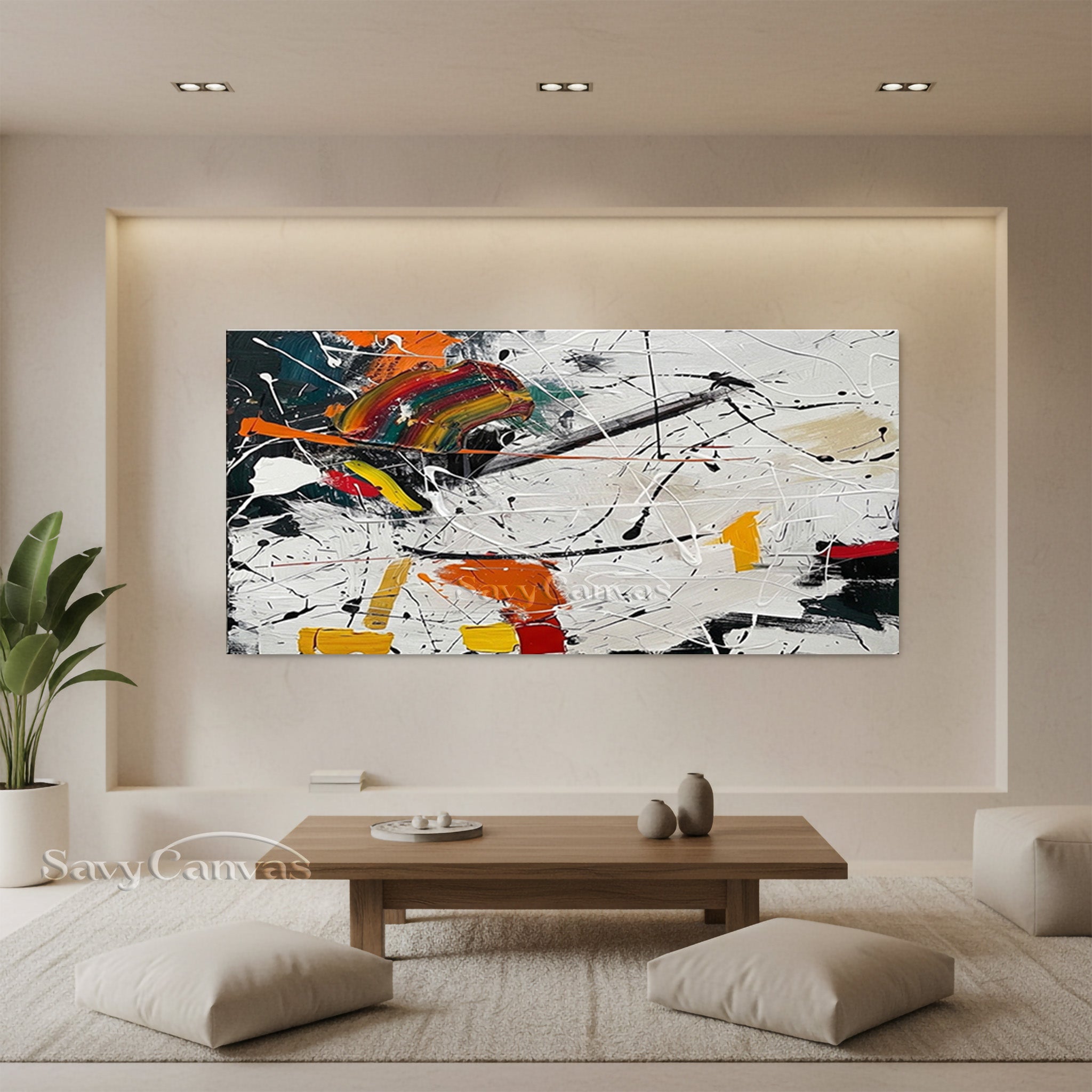 Handmade Colorful Abstract Oil Painting – Contemporary Canvas Wall Art #JJ 469