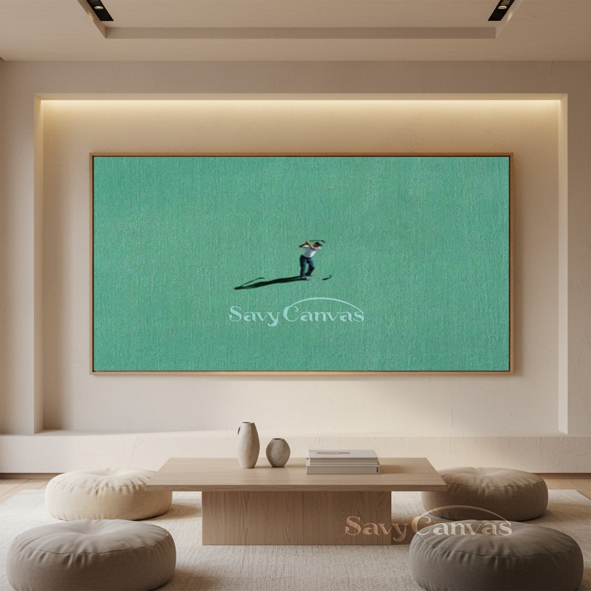 Minimalist Golf Oil Painting - Green Textured Canvas Wall Art #SS 024
