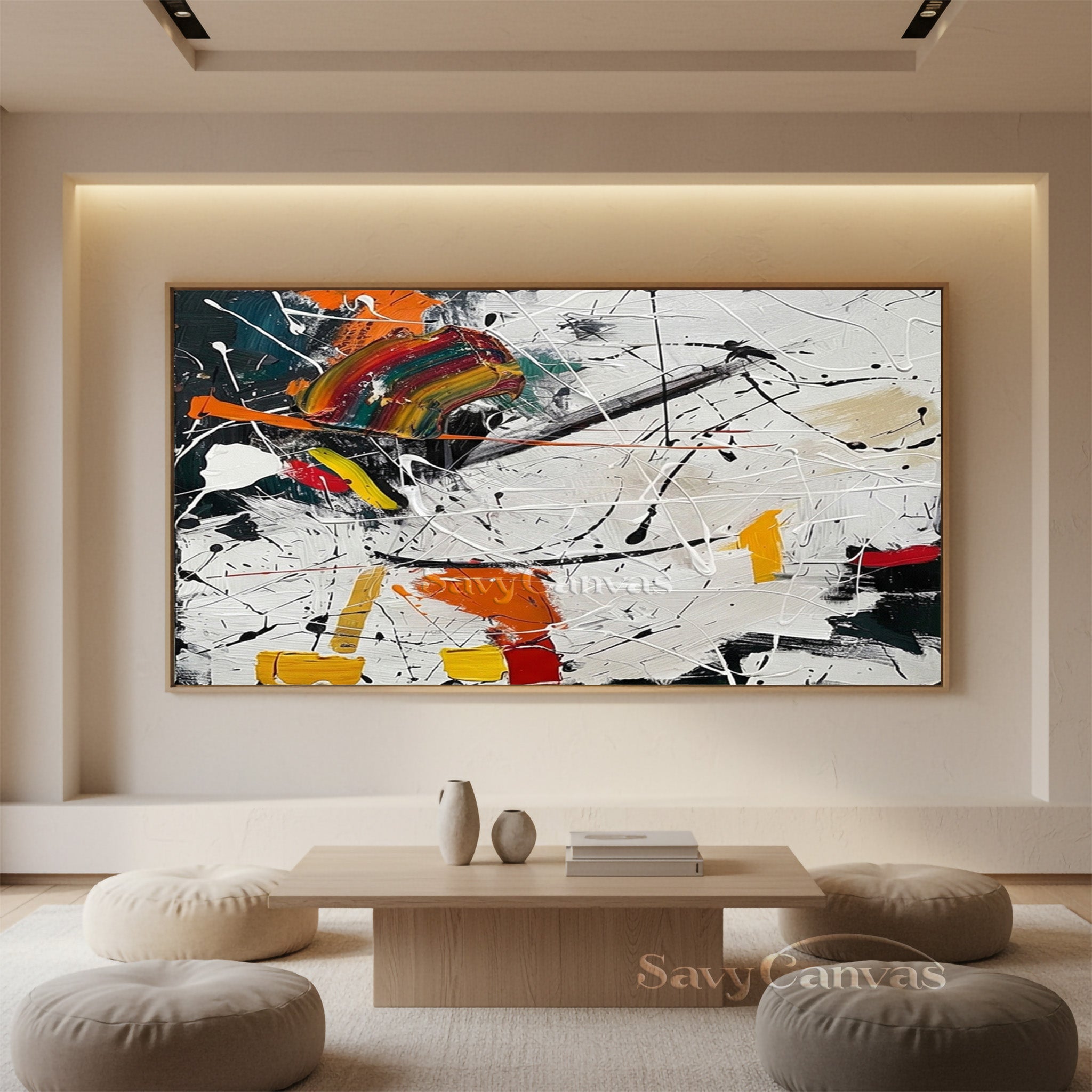 Handmade Colorful Abstract Oil Painting – Contemporary Canvas Wall Art #JJ 469