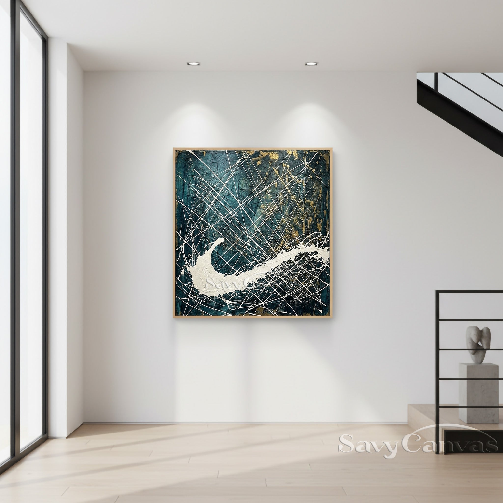 Teal & Gold Statement Piece | Vibrant Modern Abstract Wall Decor #JJ 448