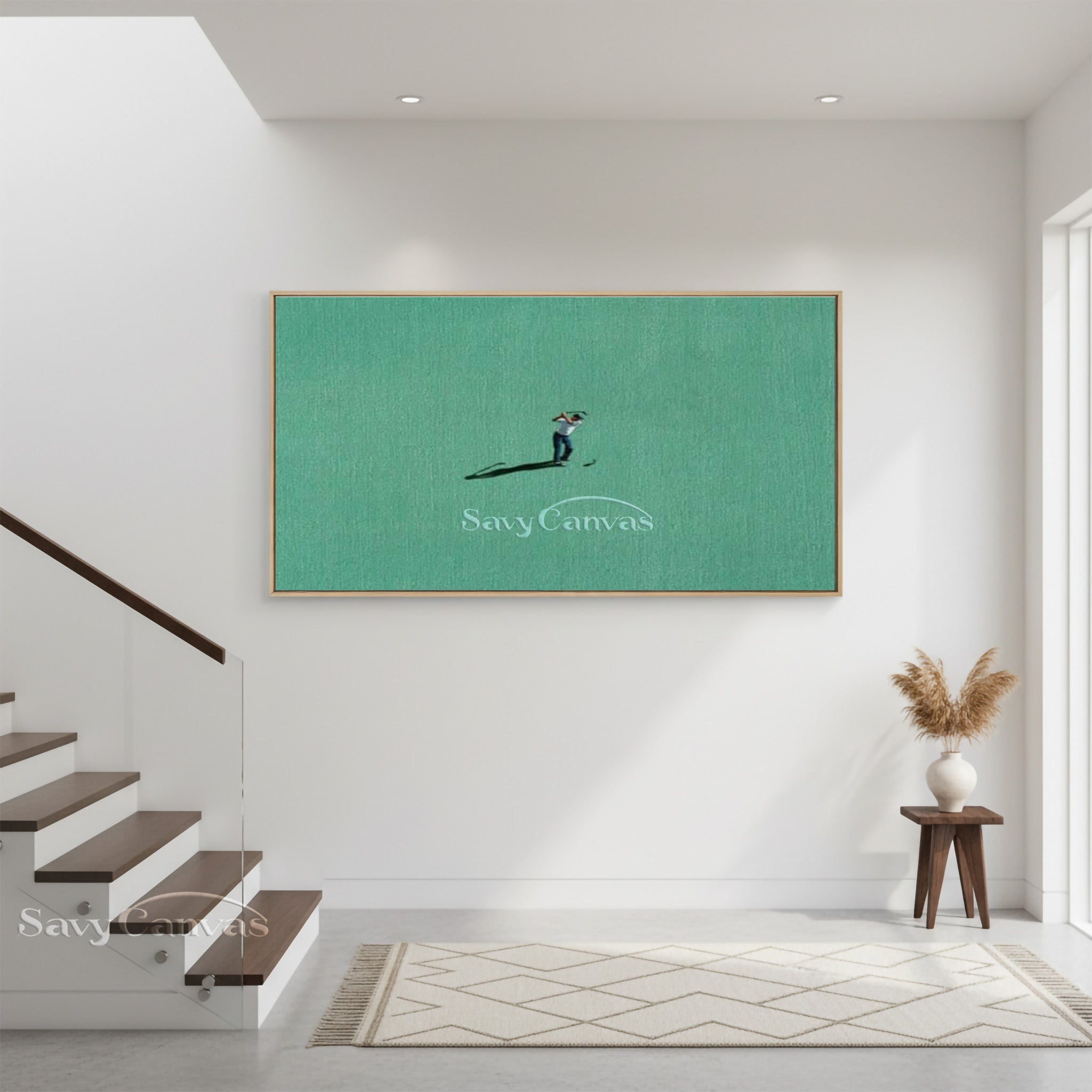 Minimalist Golf Oil Painting - Green Textured Canvas Wall Art #SS 024