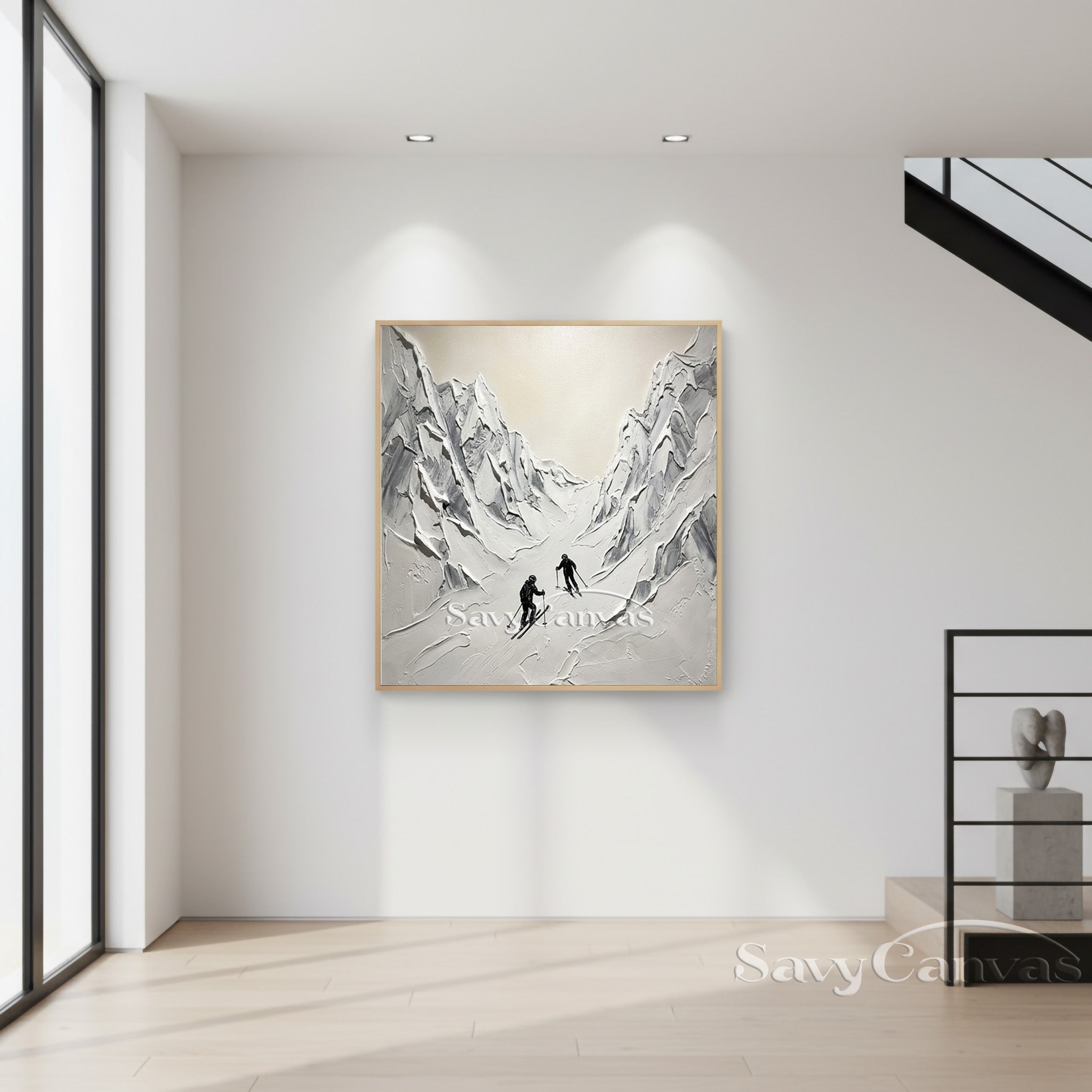 3D Textured Mountain Painting | Palette Knife Ski Art #AA 515
