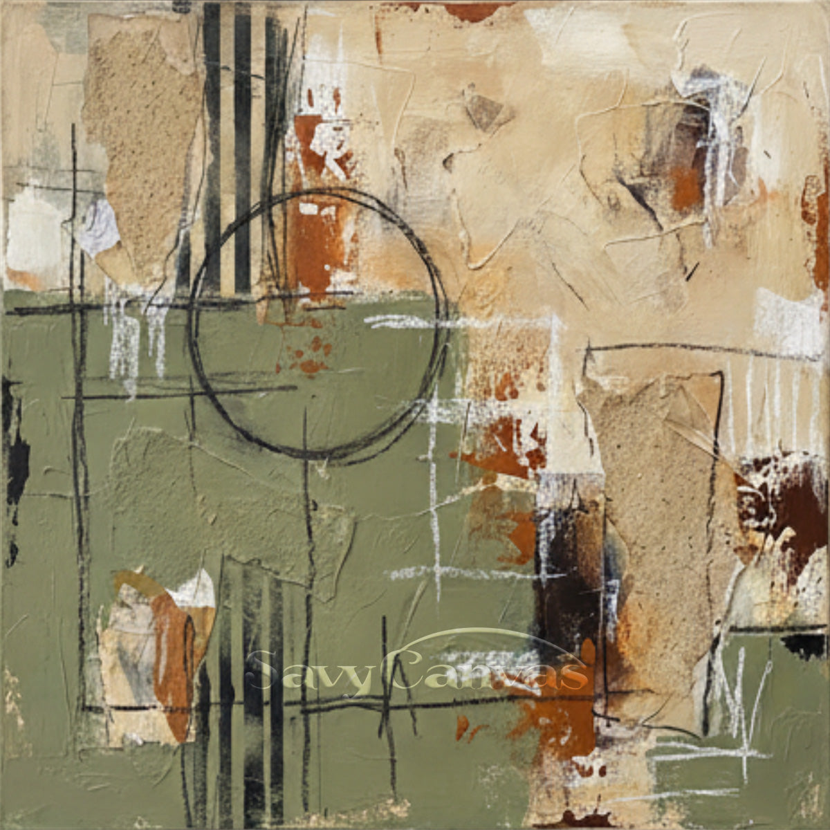 Industrial Style Abstract Mixed Media Art - Earthy Tones
